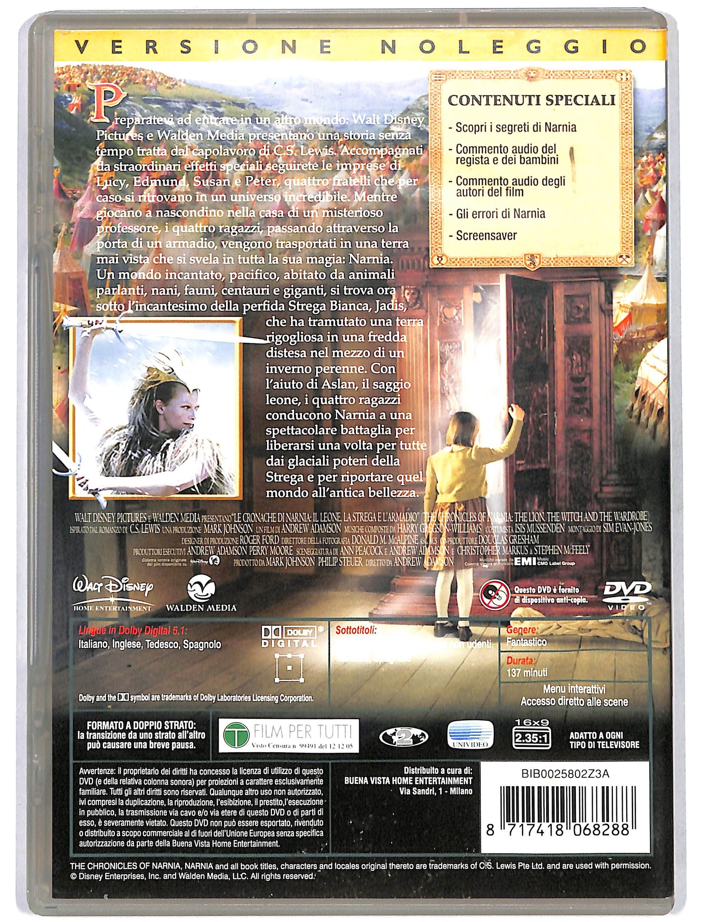 EBOND Le Cronache di Narnia-Il leone,la strega e l'armadio NOLEGGIO DVD D630238