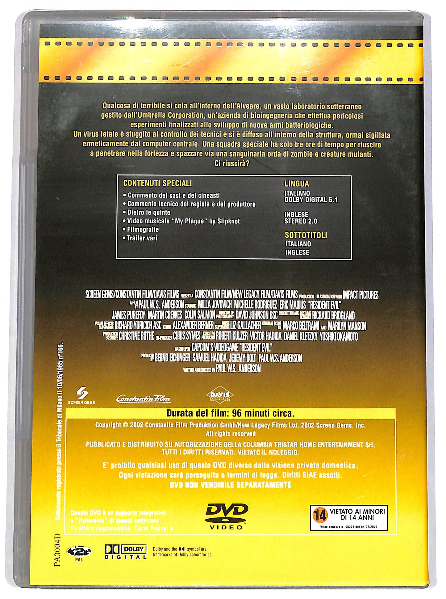 EBOND Resident Evil (film) EDITORIALE DVD D648809