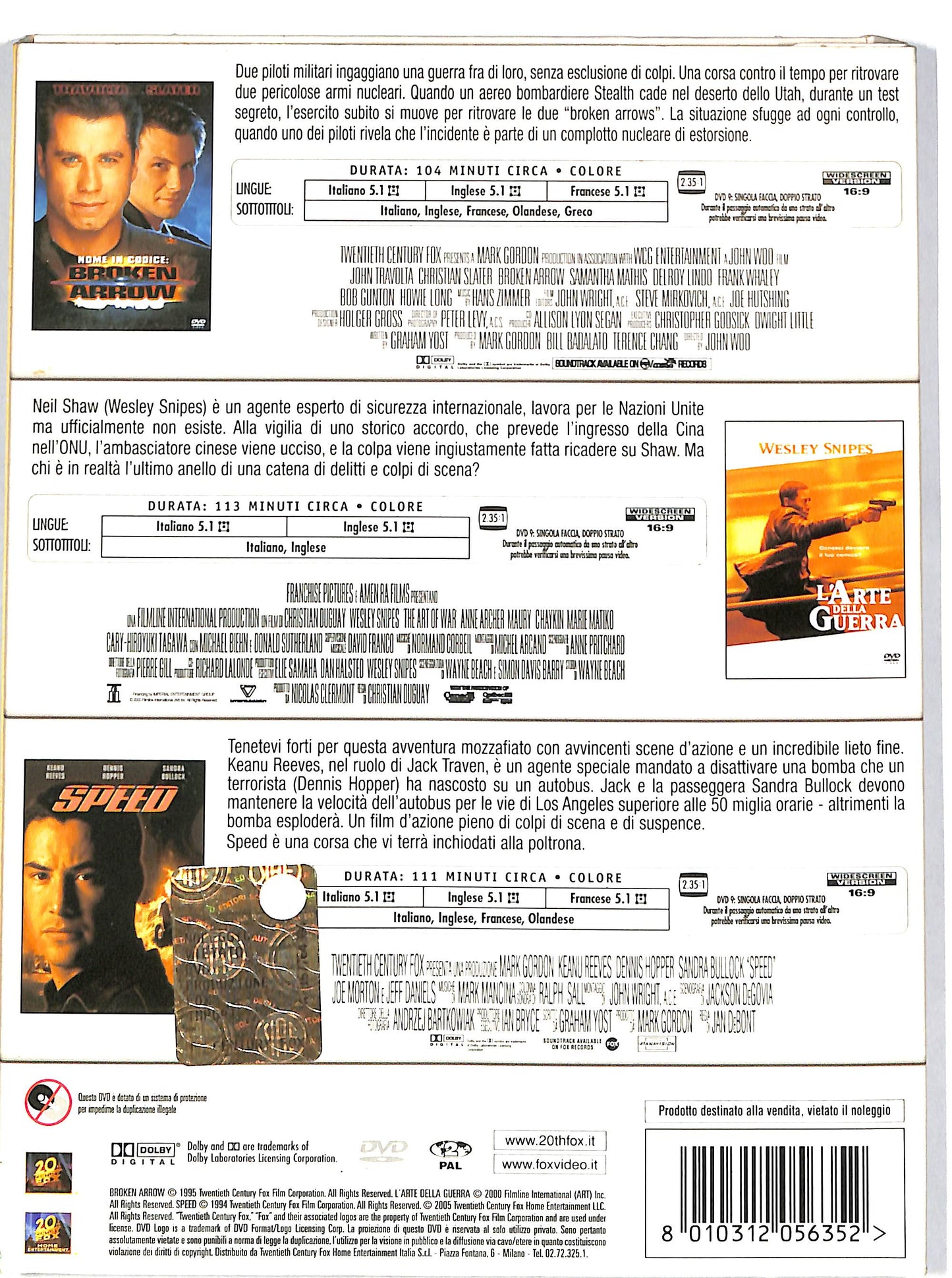 EBOND Nome in codice: Broken arrow + L'arte della guerra + Speed DVD D649313