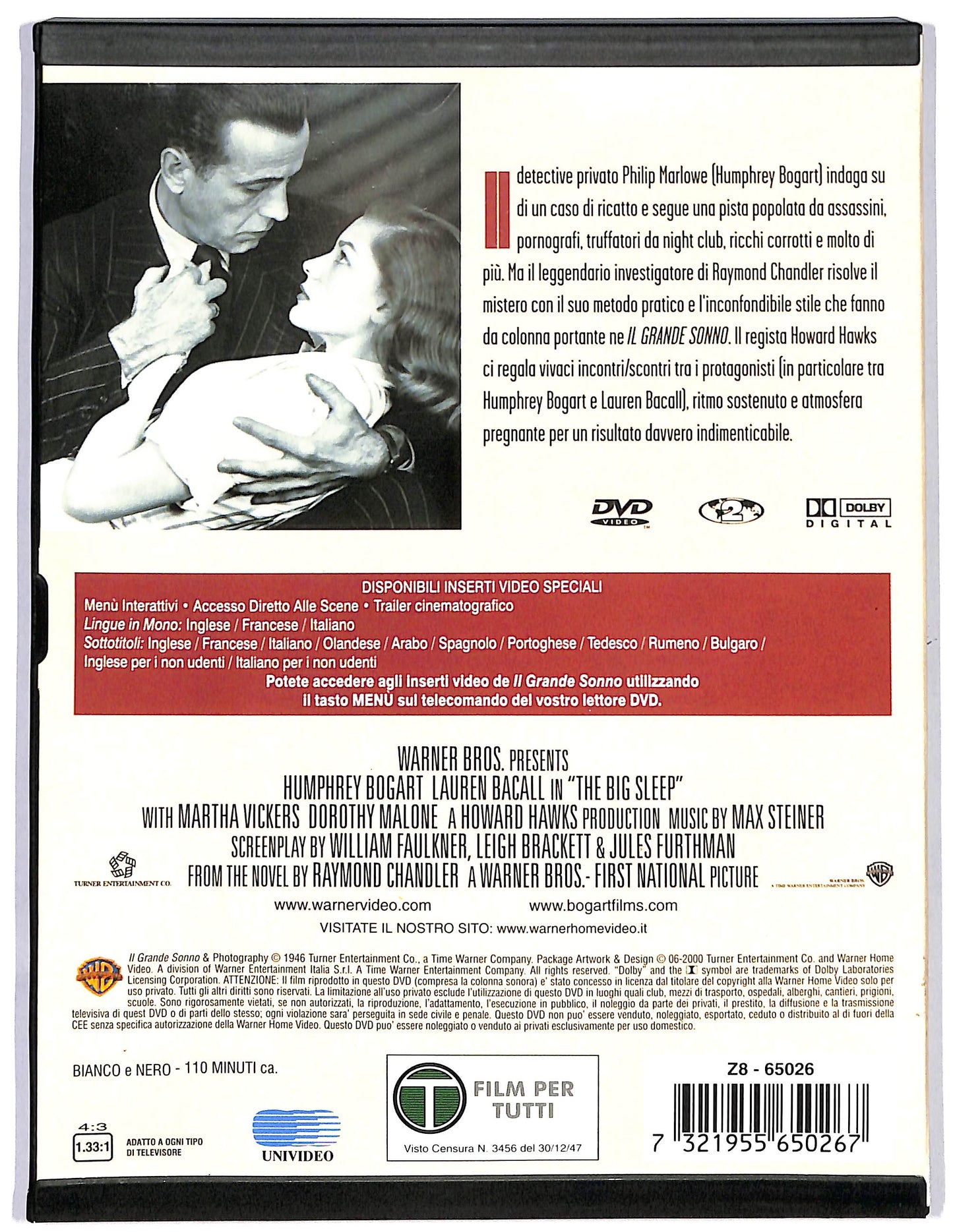 EBOND Il grande sonno Bogart e Bacall SNAPPER DVD D650119