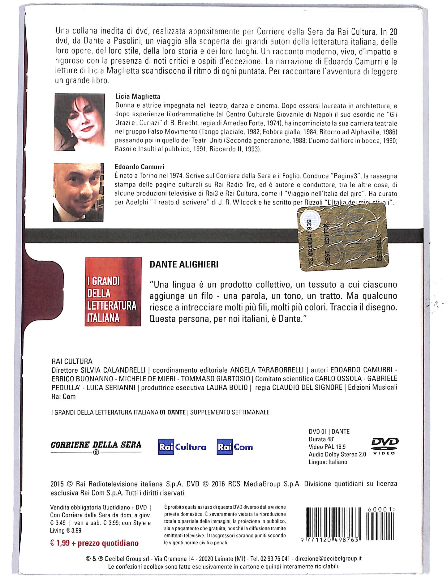 EBOND DANTE ALIGHIERI VOL.1 EDITORIALE DVD D650438