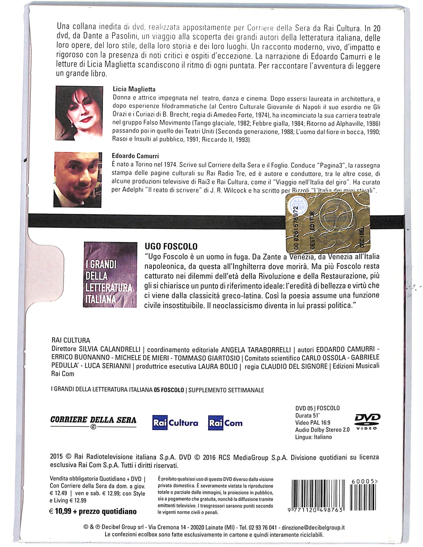 EBOND Ugo Foscolo vol.5 EDITORIALE DVD D650508