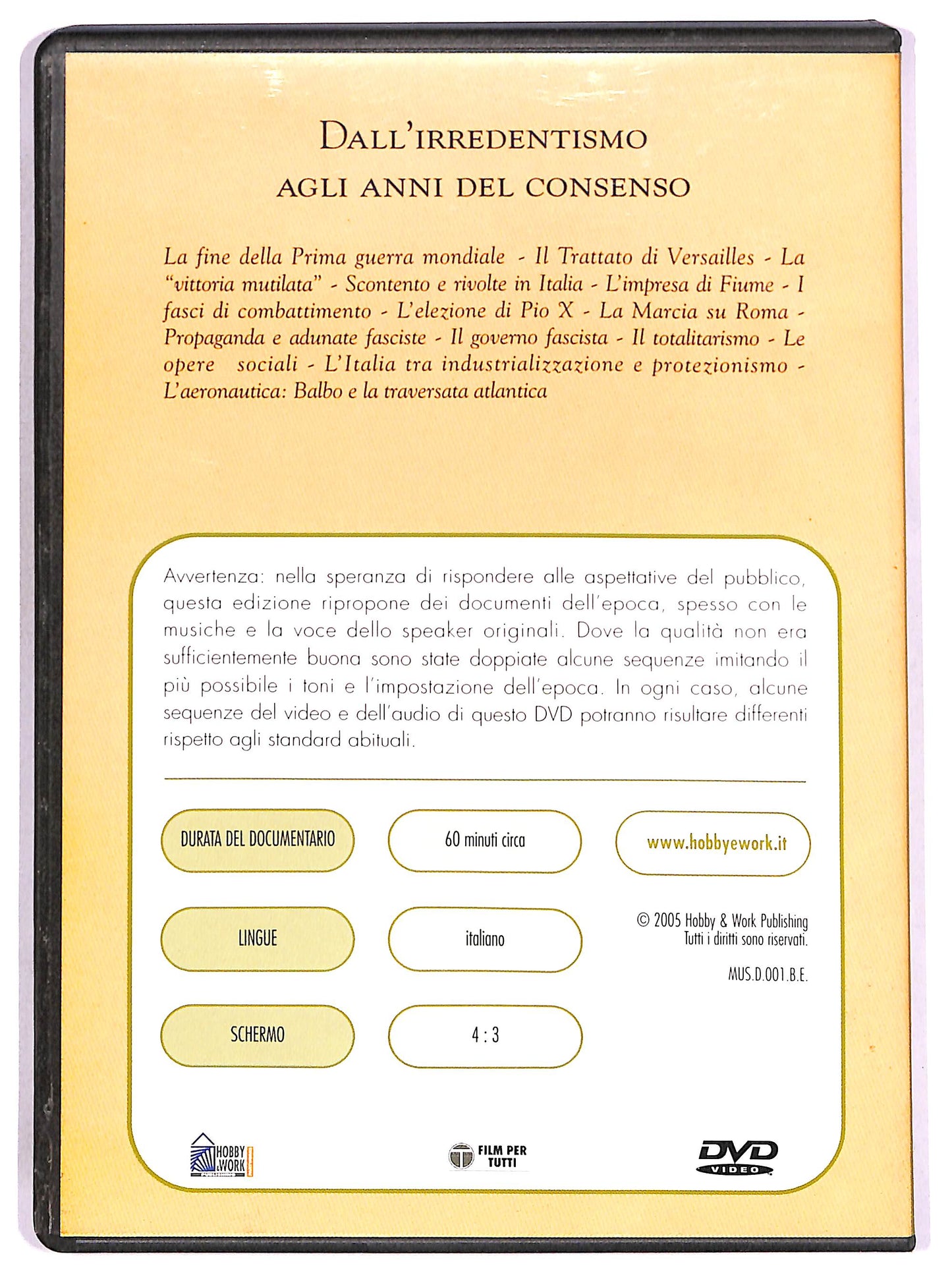 EBOND Dall'irredentismo agli anni del consenso EDITORIALE DVD D652938