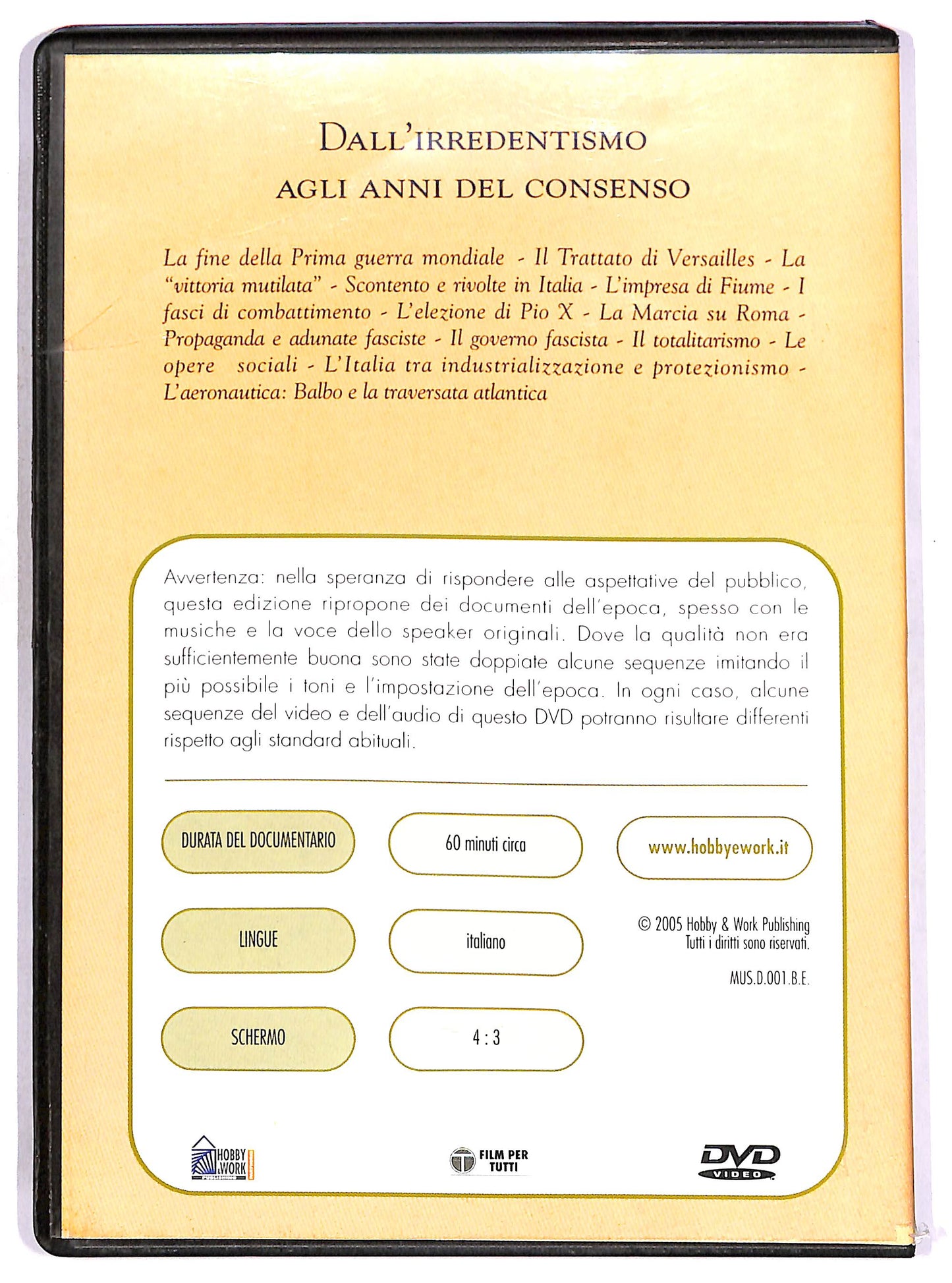 EBOND Mussolini, Dall'irredentismo agli anni del consenso EDITORIALE DVD D656358