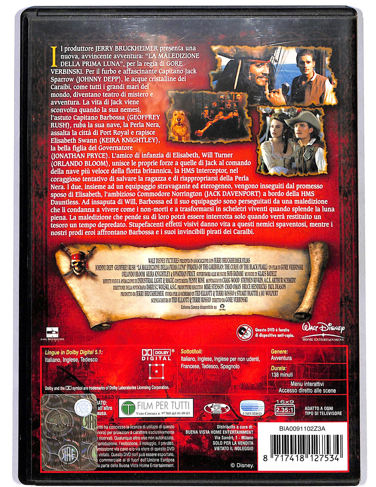 EBOND Pirati Dei Caraibi La Maledizione Della Prima Luna DVD D659706