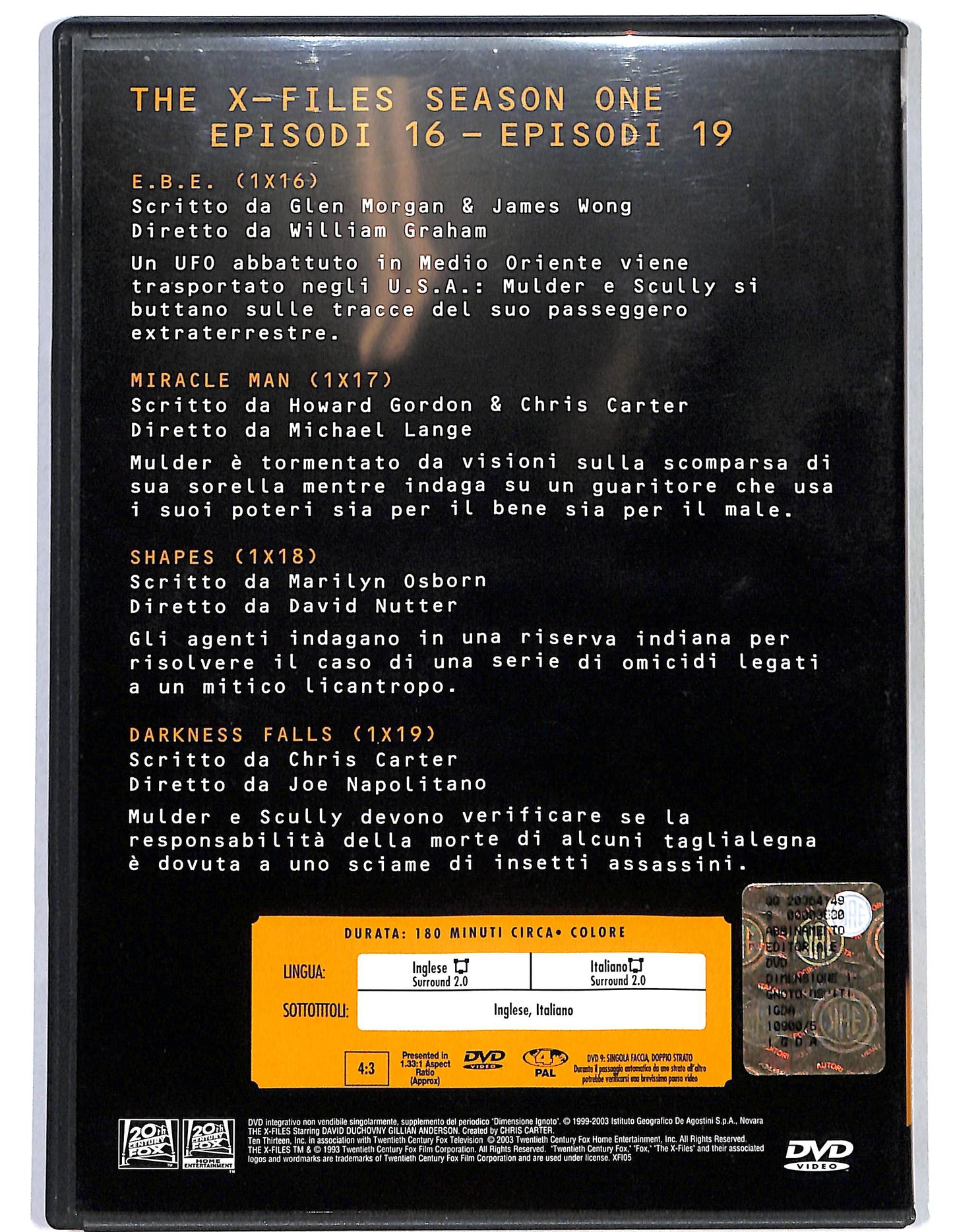 EBOND The X-Files Collection Vol.5 Season One ep. 16-19 EDITORIALE DVD D660363