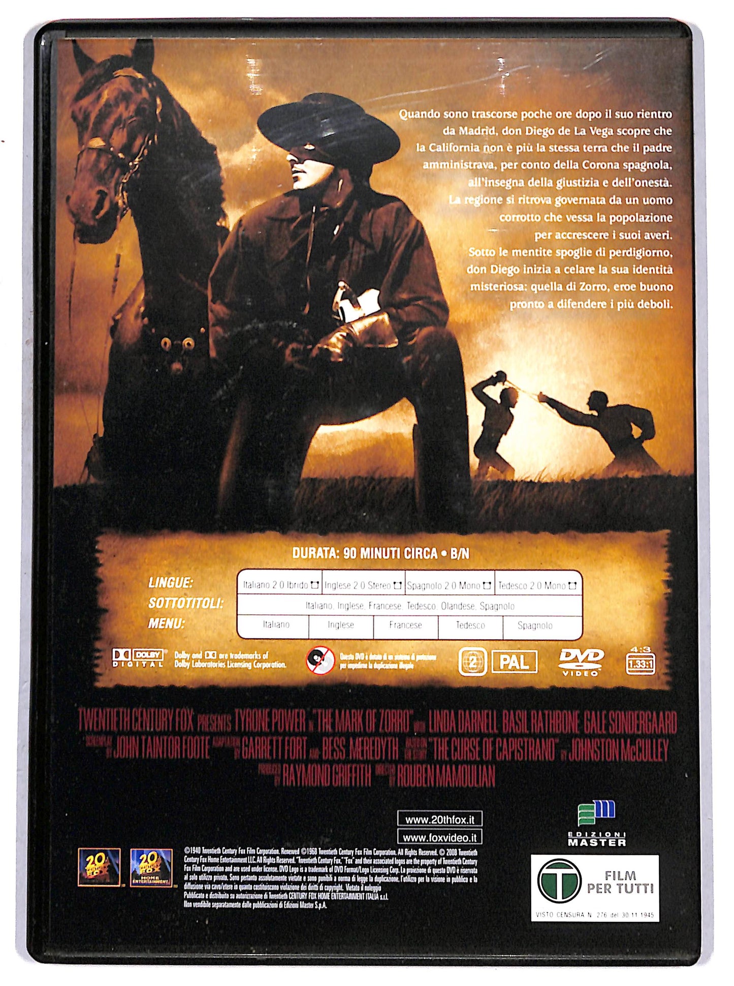 EBOND Il segno di Zorro EDITORIALE DVD D661315