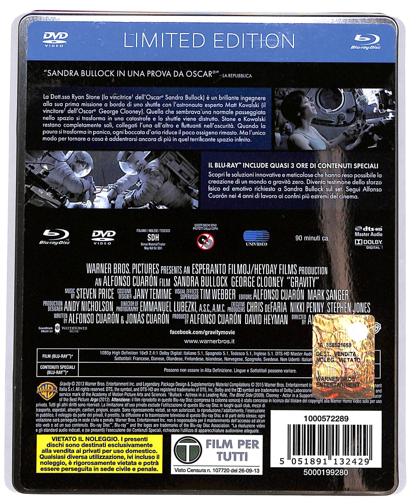 EBOND Gravity EDIZIONE SPECIALE STEELBOOK DVD + BLURAY D663944