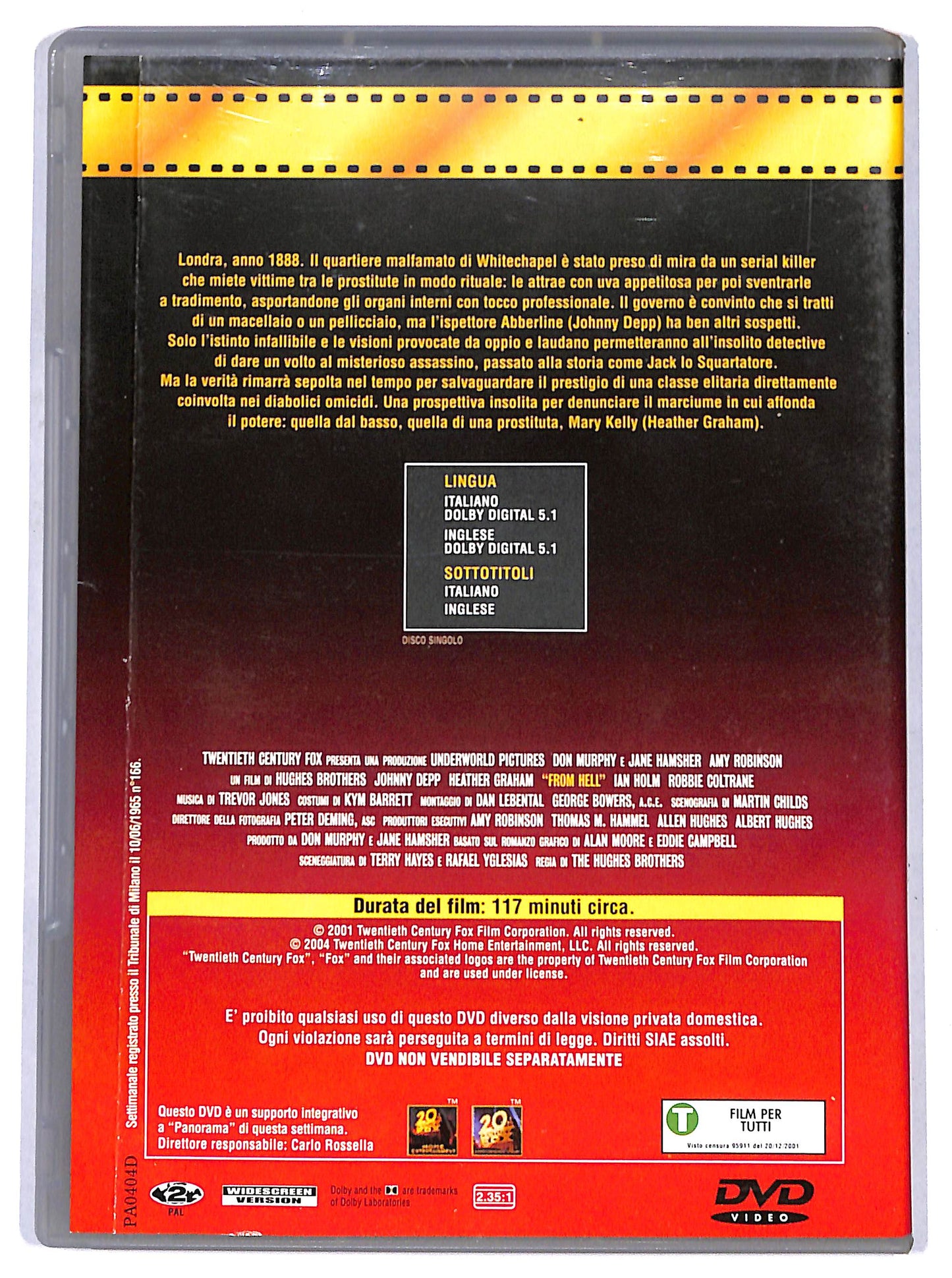 EBOND La vera storia di Jack lo squartatore - From Hell EDITORIALE DVD D665127