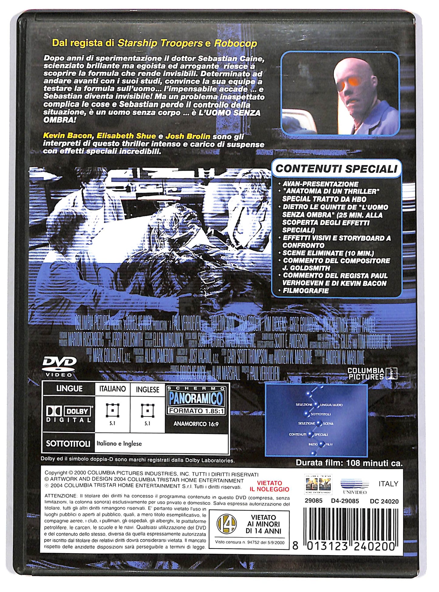 EBOND L'uomo senza ombra DVD D666152
