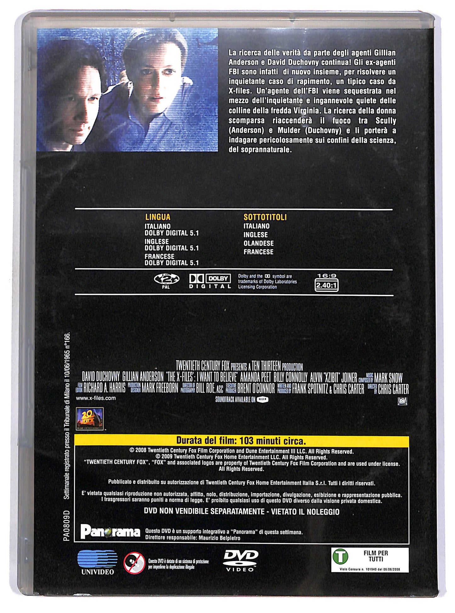 EBOND X-Files - Voglio crederci EDITORIALE DVD D670810