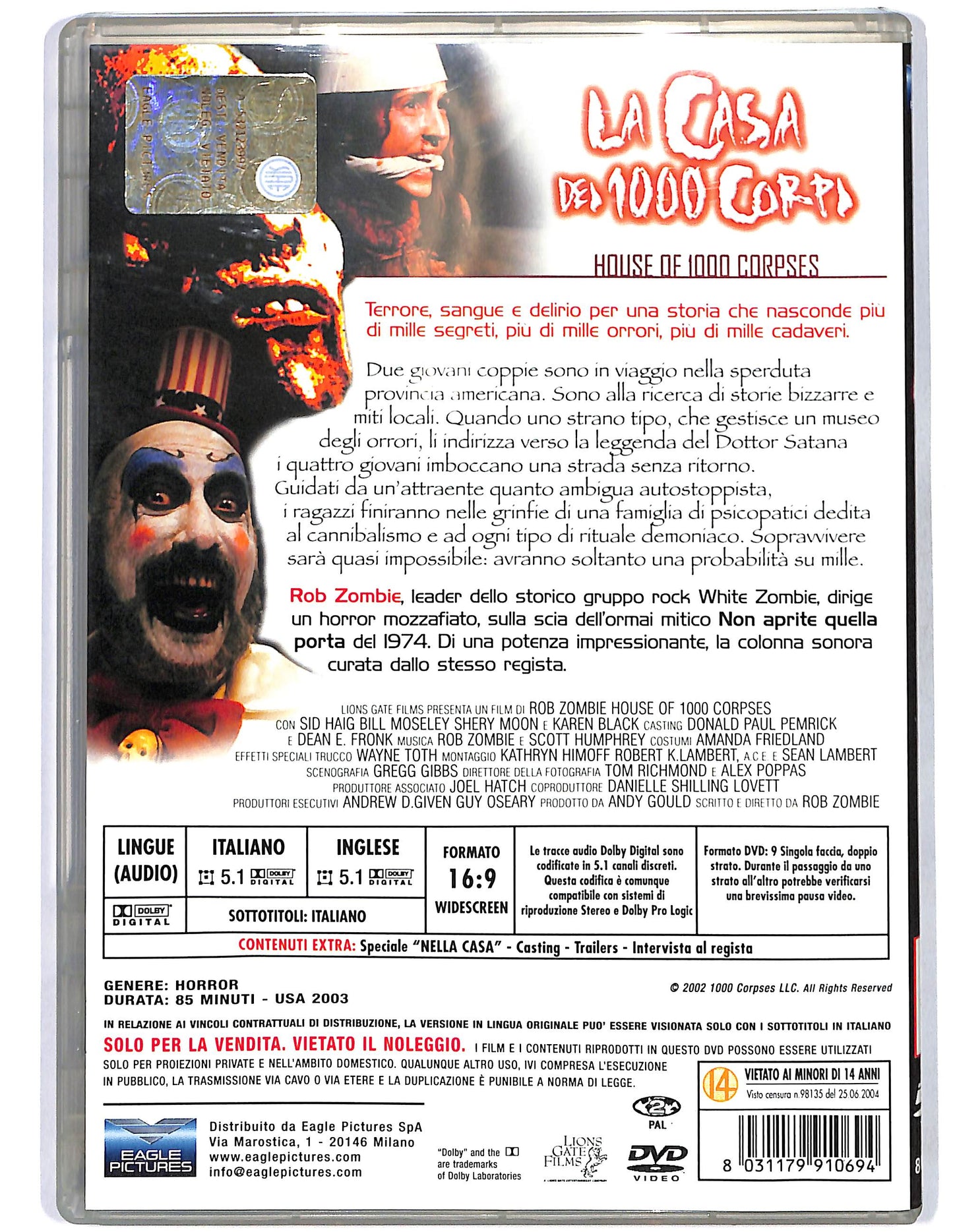 EBOND La casa dei 1000 corpi DVD D671530