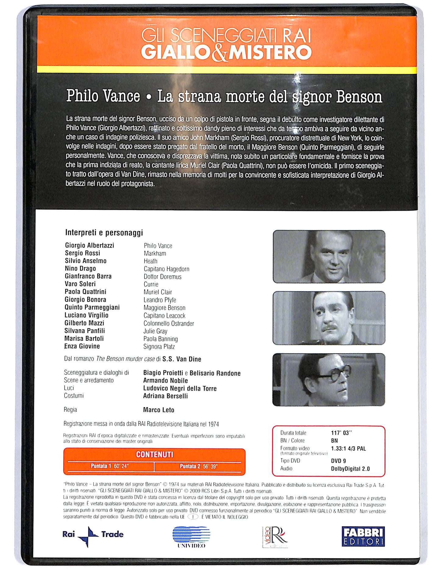 EBOND Sceneggiati Rai Philo Vance puntate 1 - 2 EDITORIALE DVD D674659