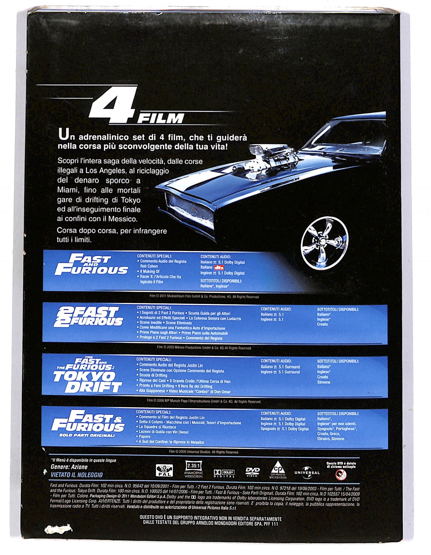 EBOND Fast & Furious - 4 film (4 dischi) SLIPCASE EDITORIALE DVD D680826
