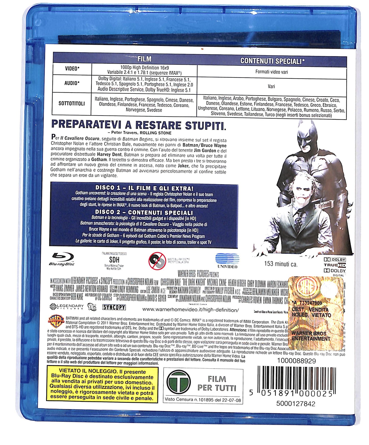 EBOND Il Cavaliere Oscuro Edizione 2 dischi BLURAY D683431