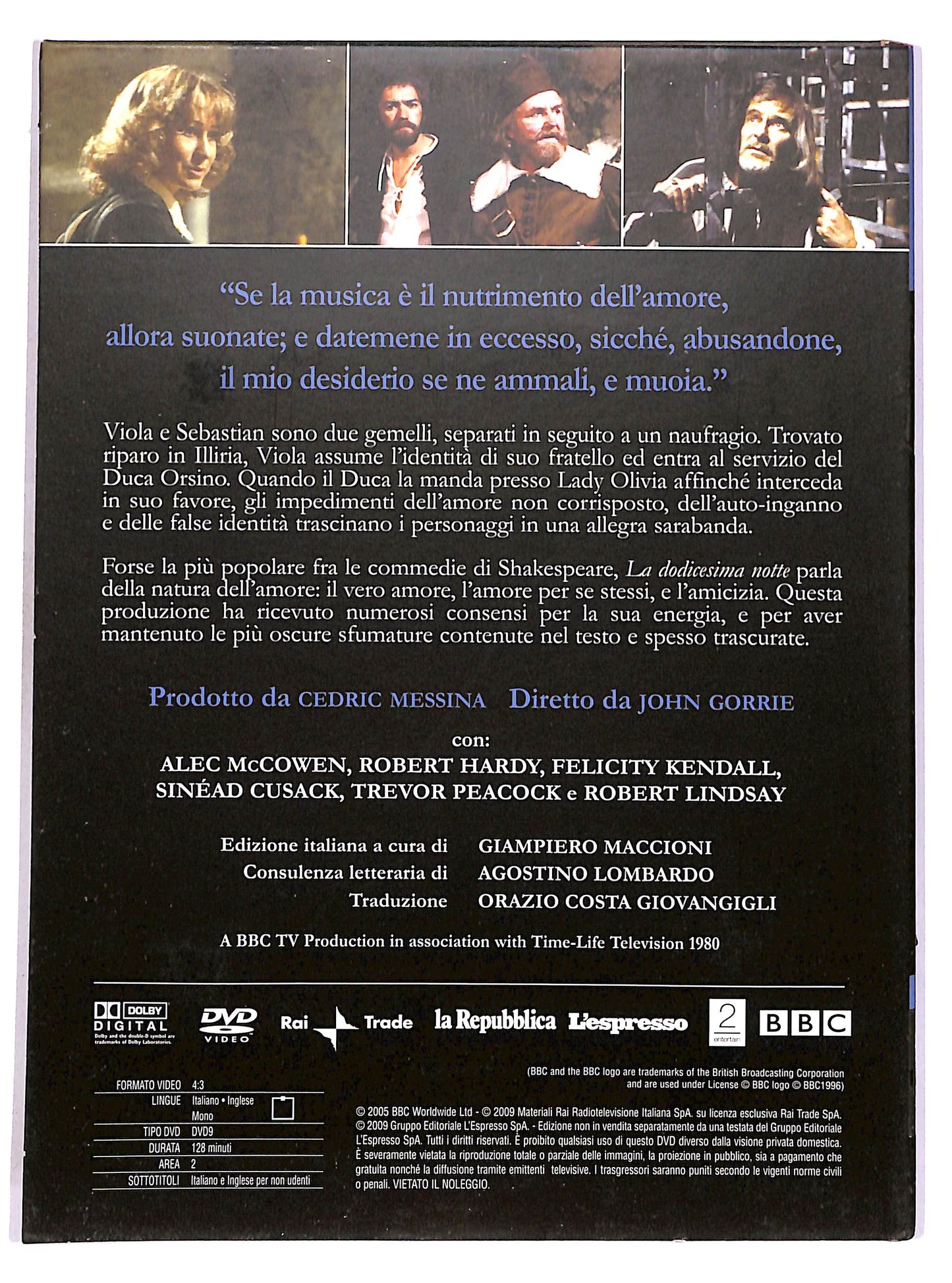 EBOND Shakespeare Coll. 7 - La dodicesima notte DIGIPACK EDITORIALE DVD D686141