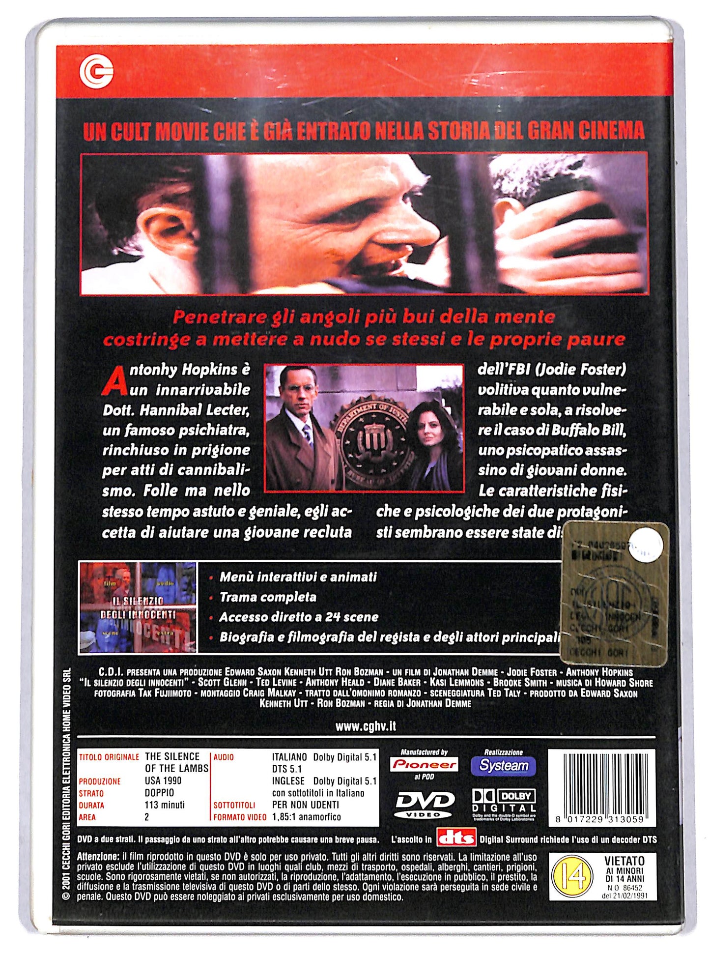 EBOND Il silenzio degli innocenti EDITORIALE DVD D698921