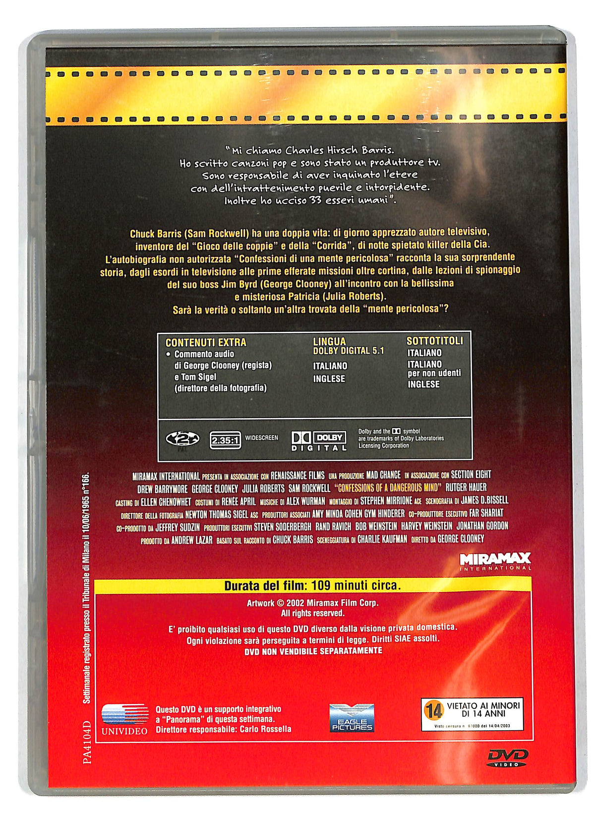 EBOND Confessioni di una mente pericolosa EDITORIALE DVD D705110