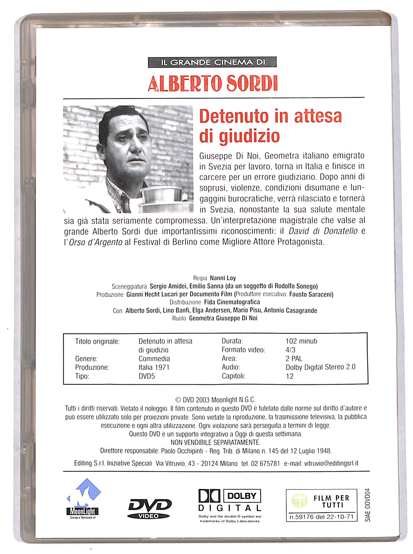 EBOND Detenuto in attesa di giudizio - no booklet EDITORIALE DVD D712659