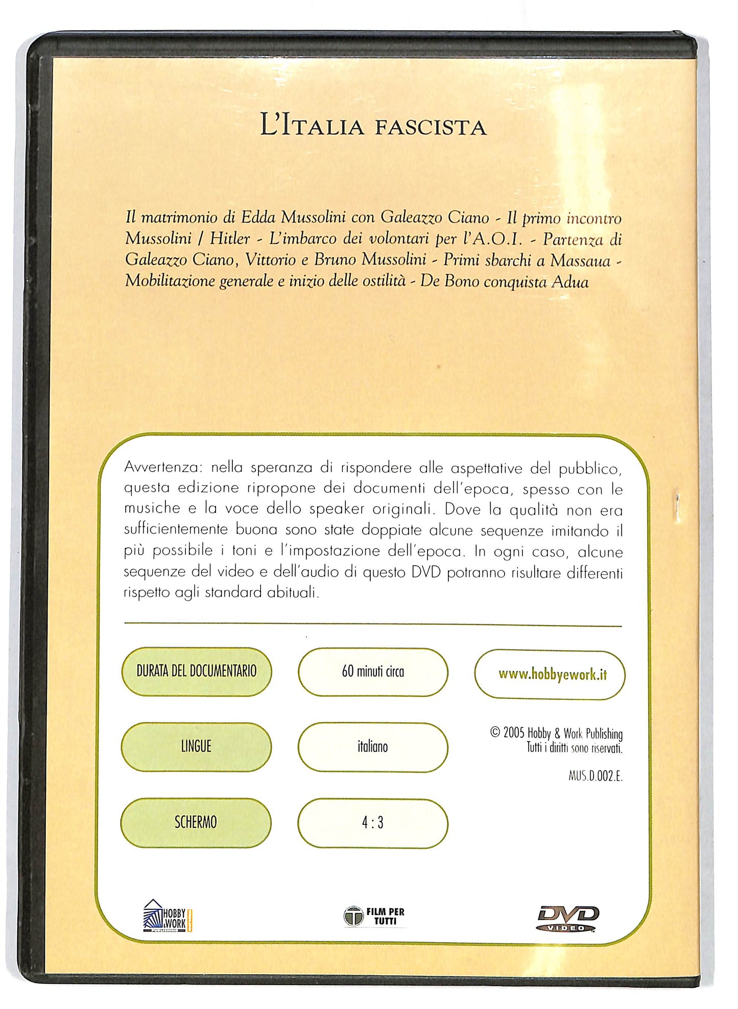 EBOND Mussolini e il fascismo - L'Italia fascista EDITORIALE DVD D715520