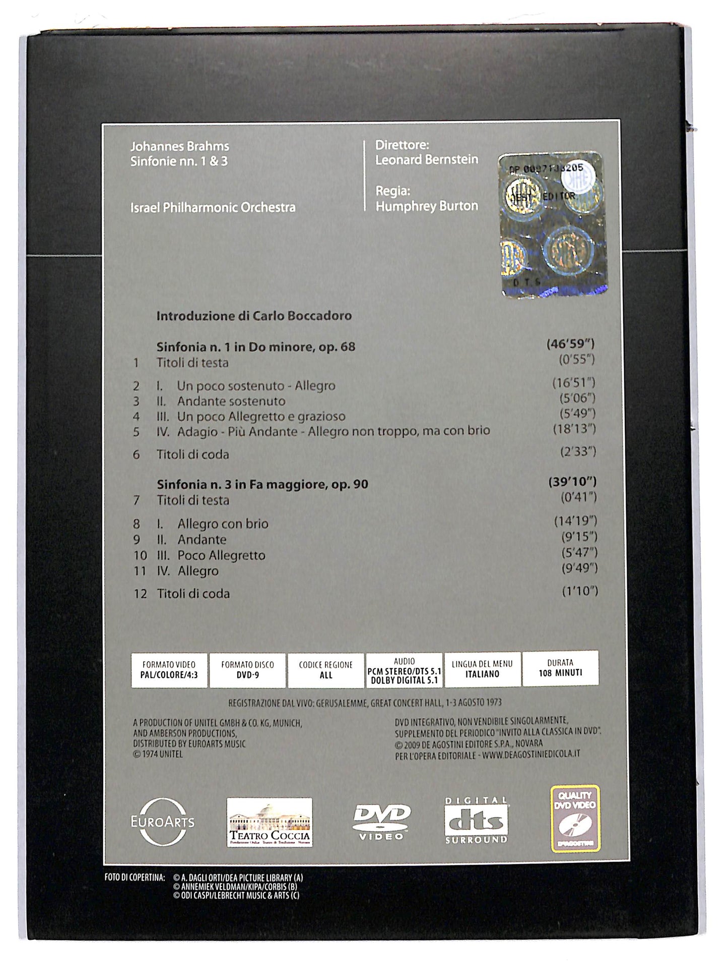 EBOND Brahms sinfonie nn.1 - 3 Bernstein EDITORIALE DVD D716840