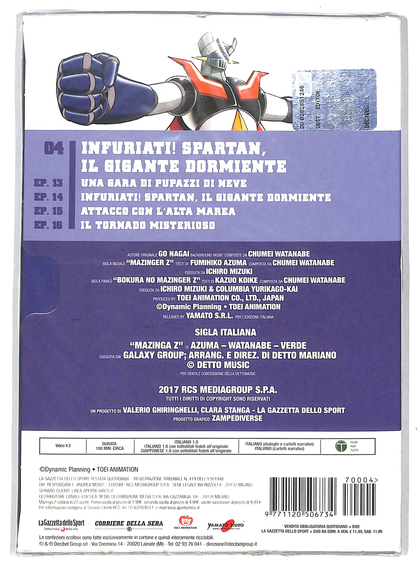EBOND Mazinga Z Volume 4 Infuriati! Spartan,il gigante Dormiente EDITORIALE DVD D717915