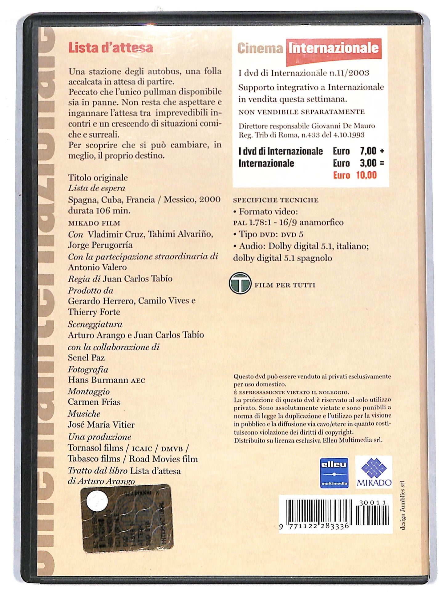 EBOND Cinema Internazionale Lista d'attesa EDITORIALE DVD D721005