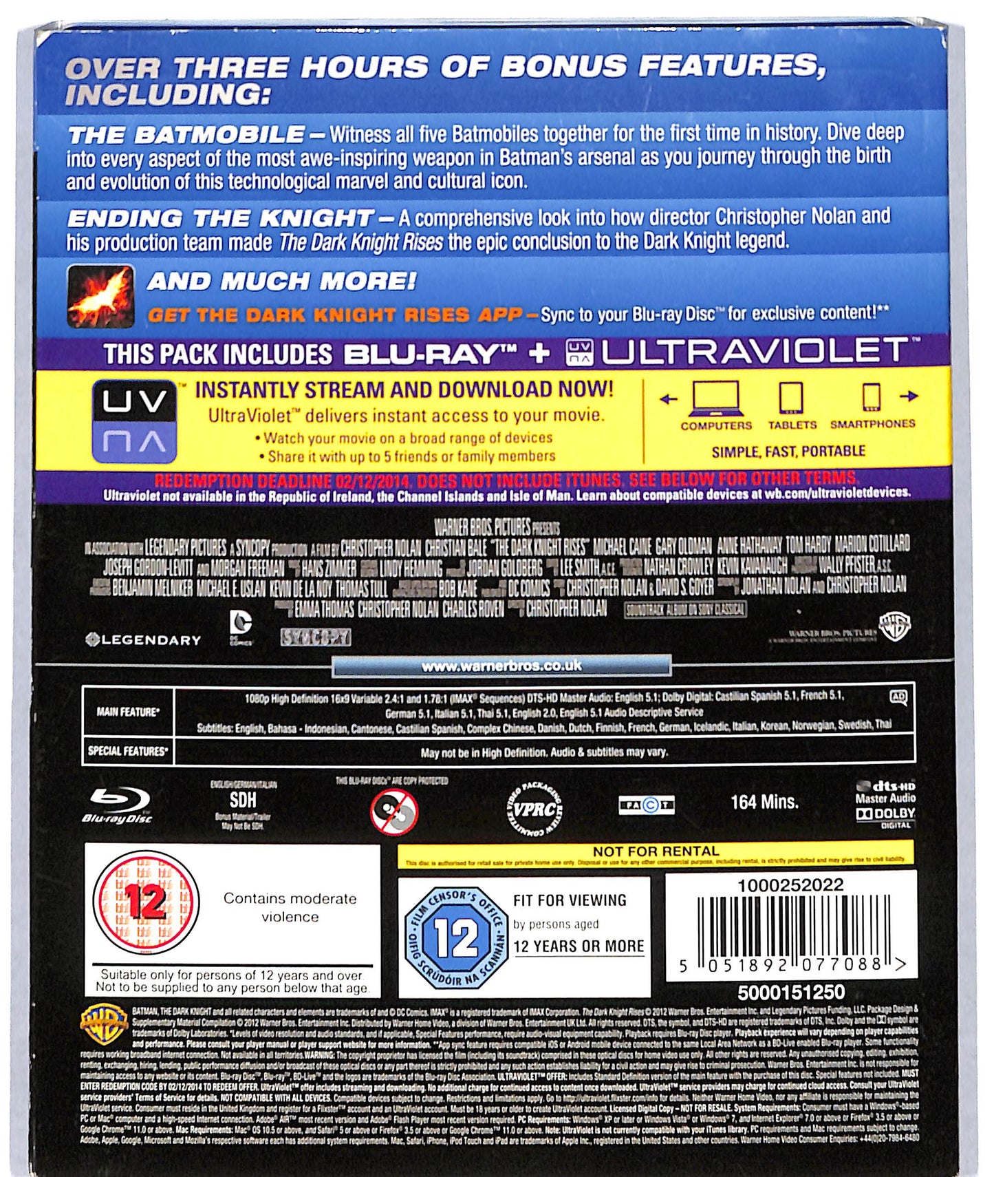 EBOND Dark Knight Rises (2 BLURAY) Edizione UK BLURAY BLURAY BLURAY D723626