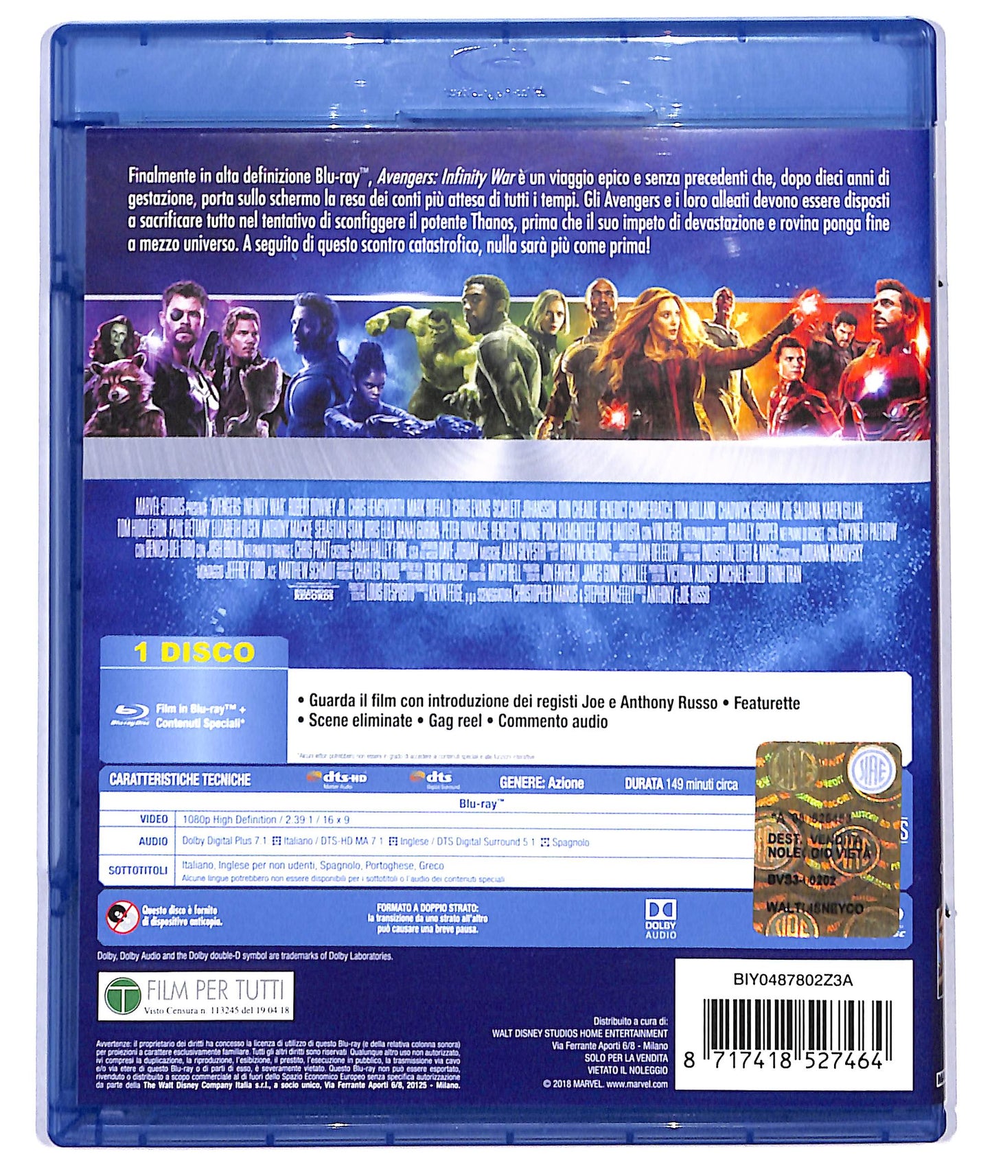 EBOND Avengers: Infinity War BLURAY D728238