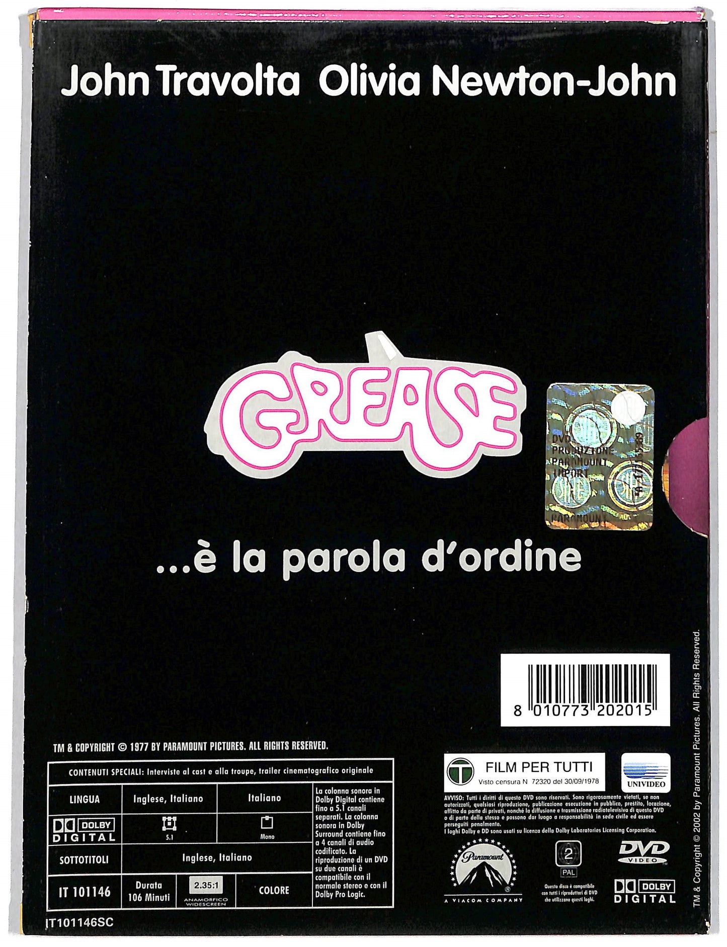 EBOND Grease slipcase DIGIPACK DVD SLIM D728907