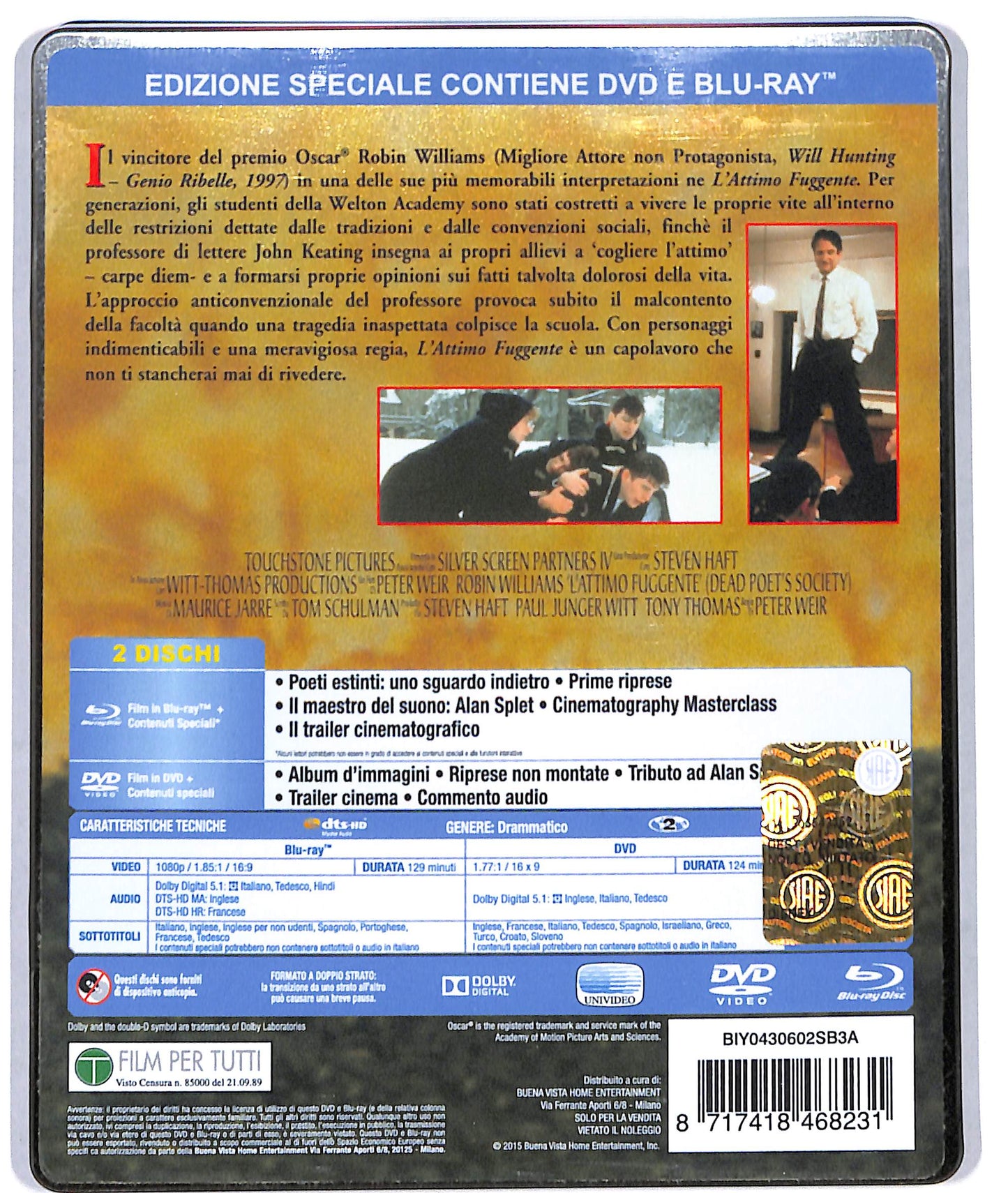 EBOND L'attimo Fuggente + DVD STEELBOOK BLURAY D729105