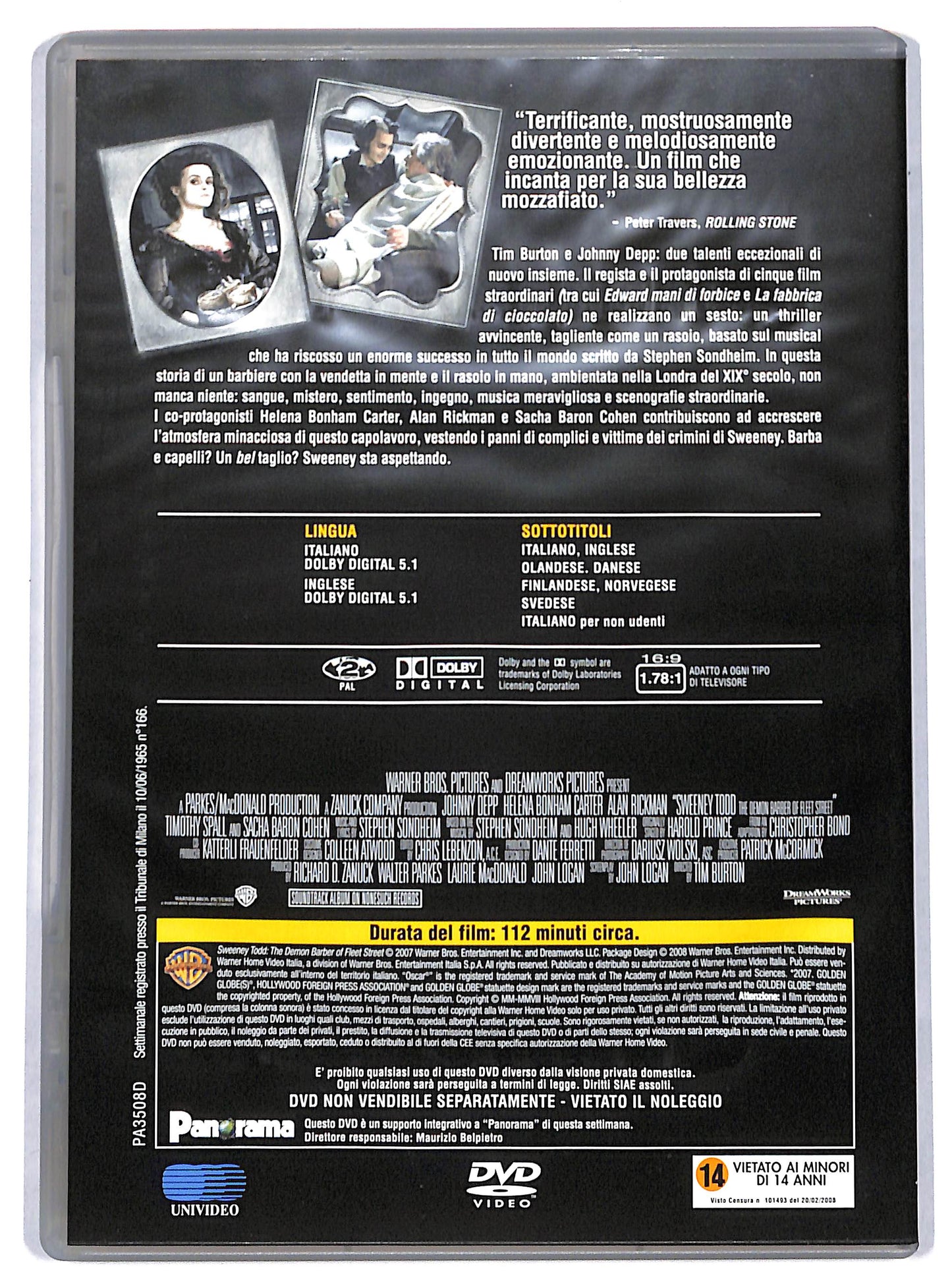 EBOND Sweeney Todd Il Diabolico Barbiere Di Fleet Street DVD Editoriale EDITORIALE D729528