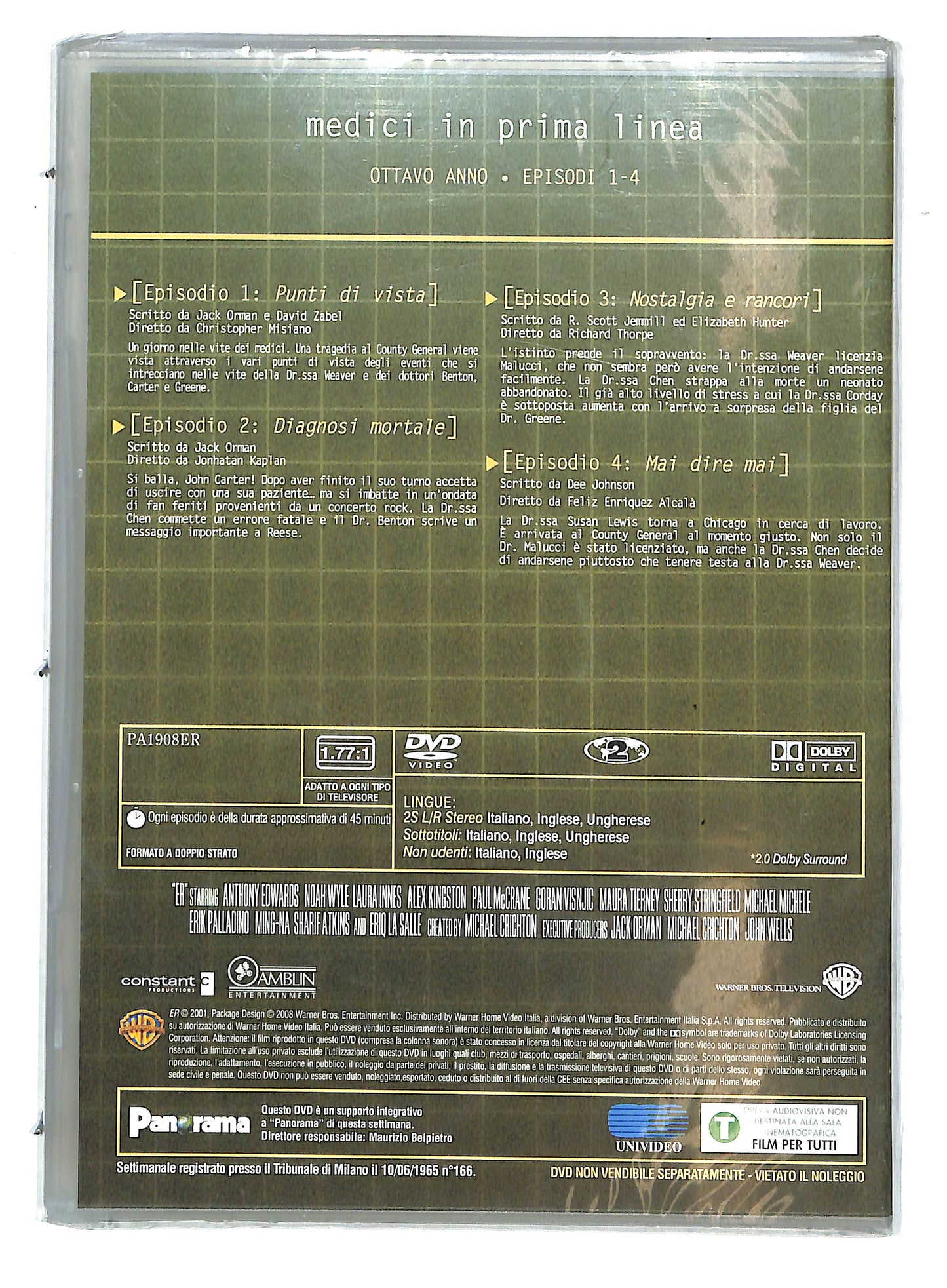 EBOND ER medici in prima linea anno 8 episodi 1 - 4 EDITORIALE DVD D729726