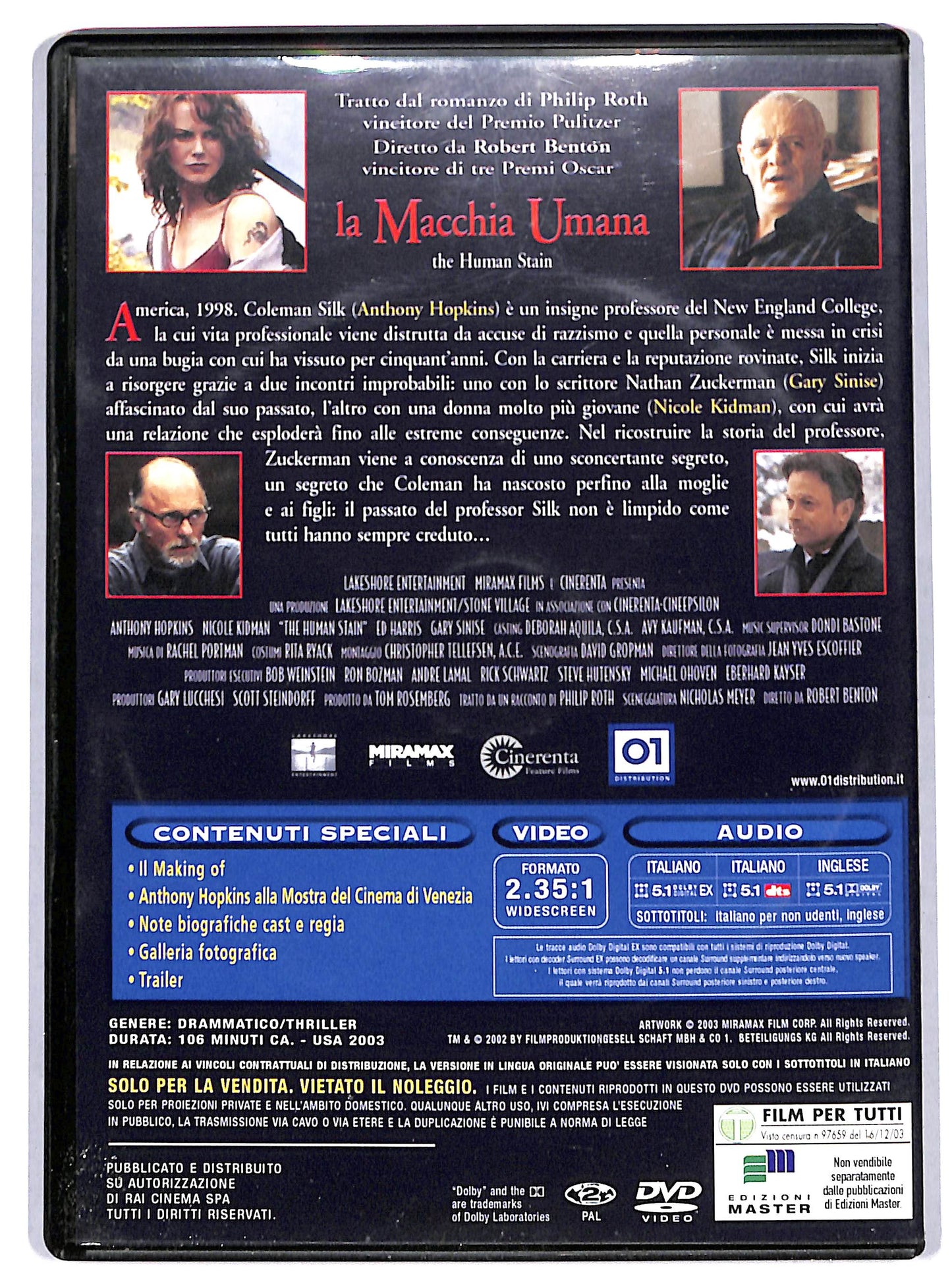 EBOND La macchia umana EDITORIALE DVD D730456