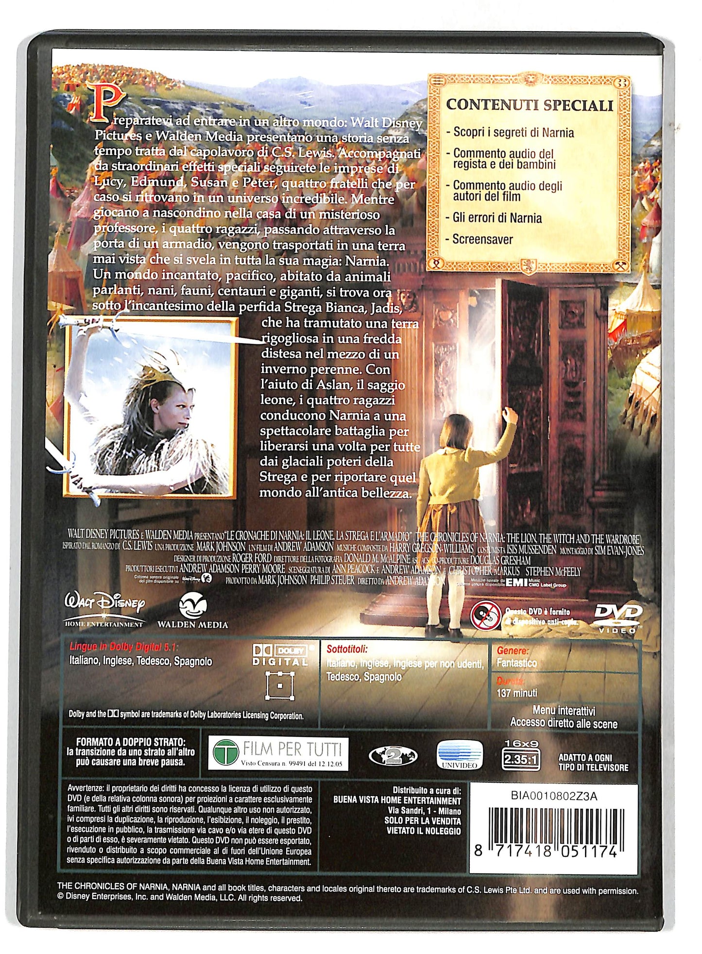 EBOND le cronache di narnia, il leone la strega e l'armadio DVD D731947