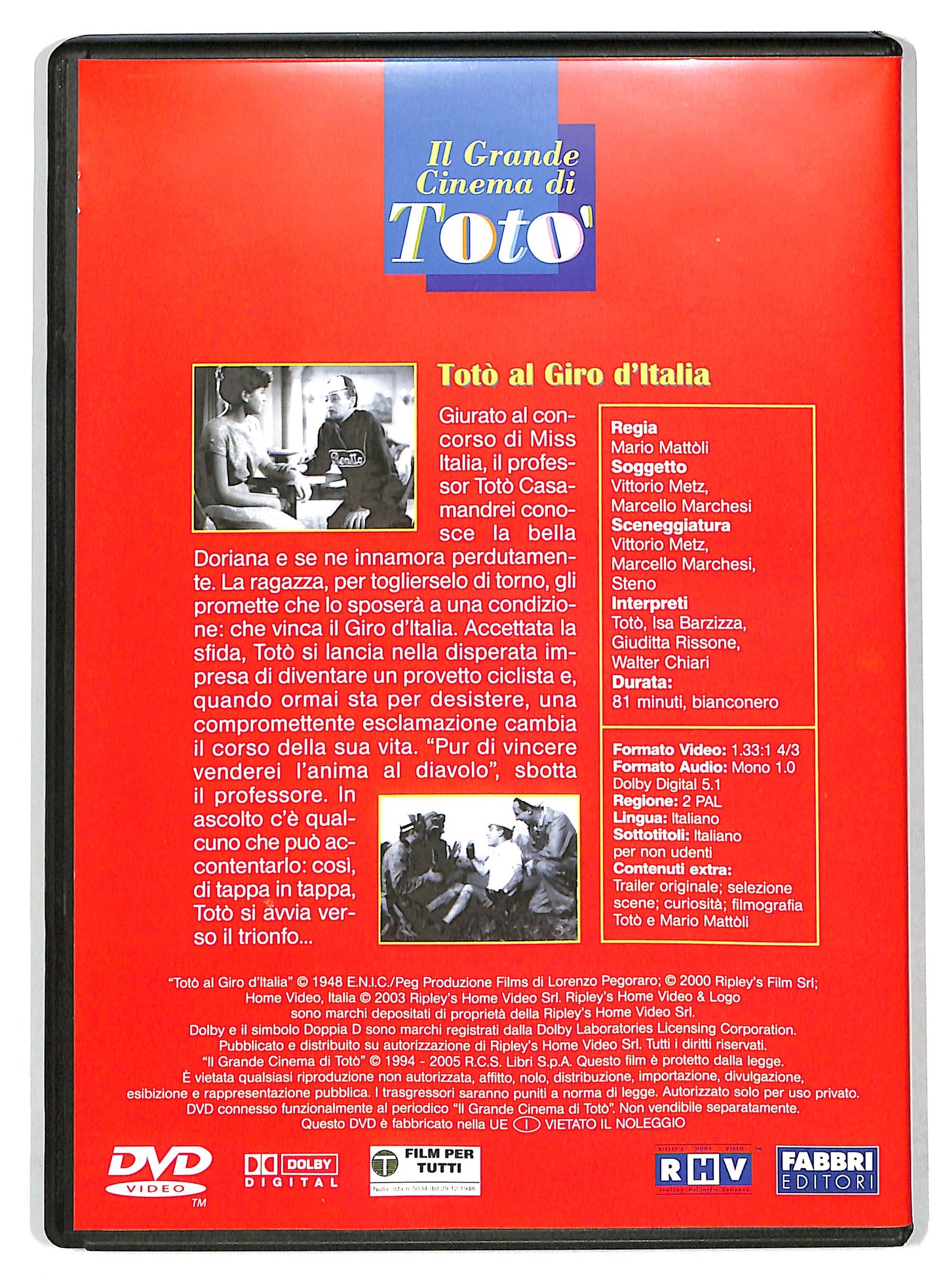 EBOND Il Grande Cinema Di Toto - Toto Al Giro D'italia EDITORIALE DVD D735452