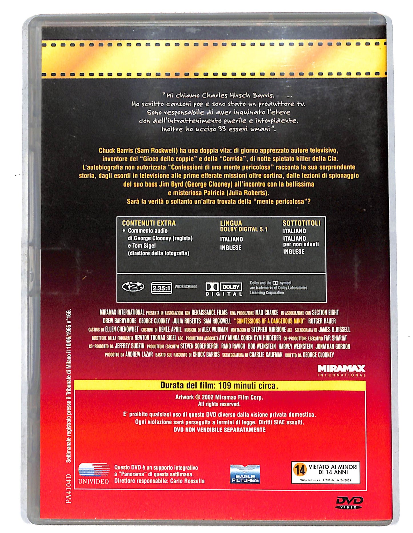 EBOND Confessioni di una mente pericolosa EDITORIALE DVD D738404