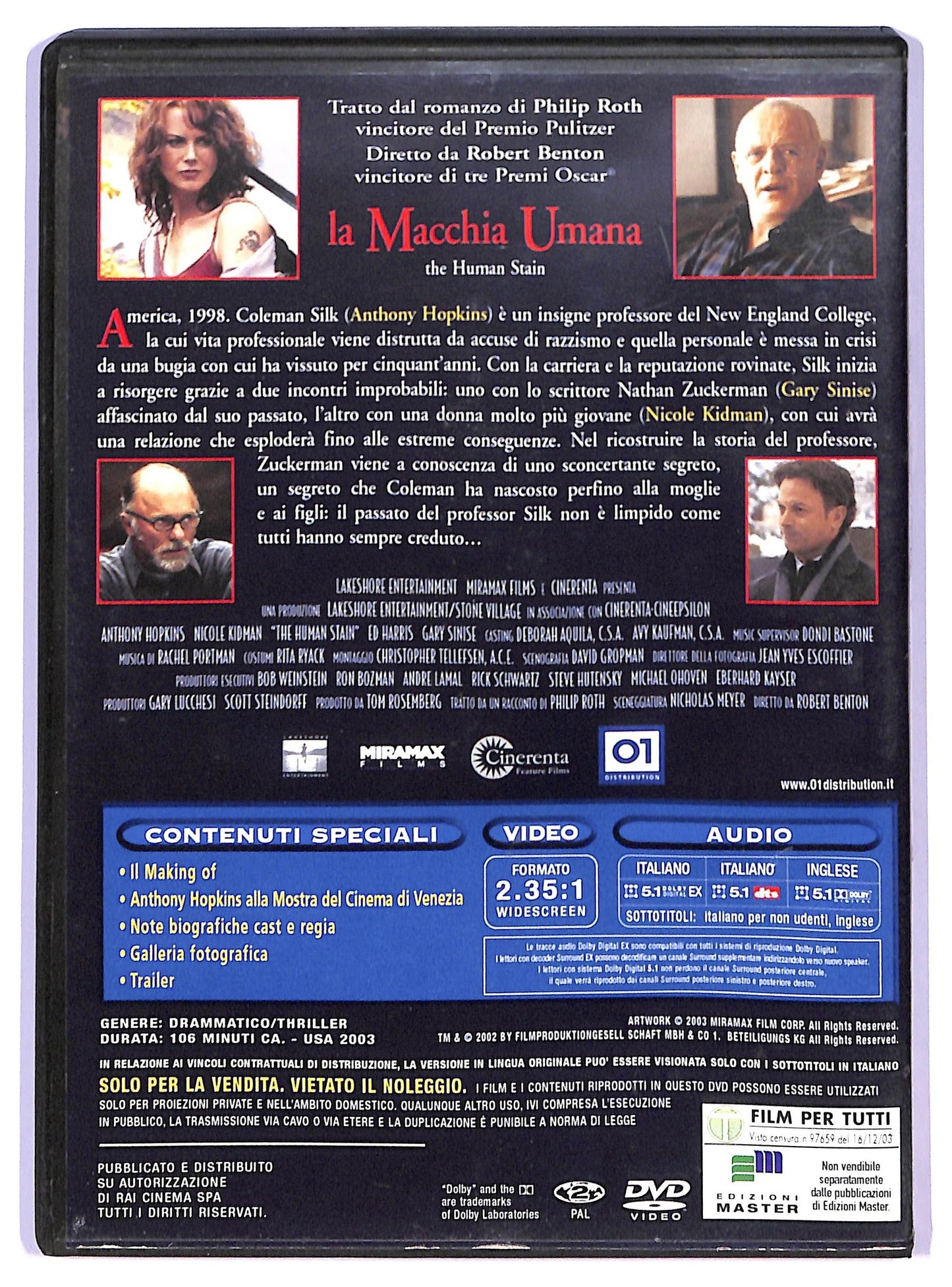 EBOND La macchia umana EDITORIALE DVD D738712