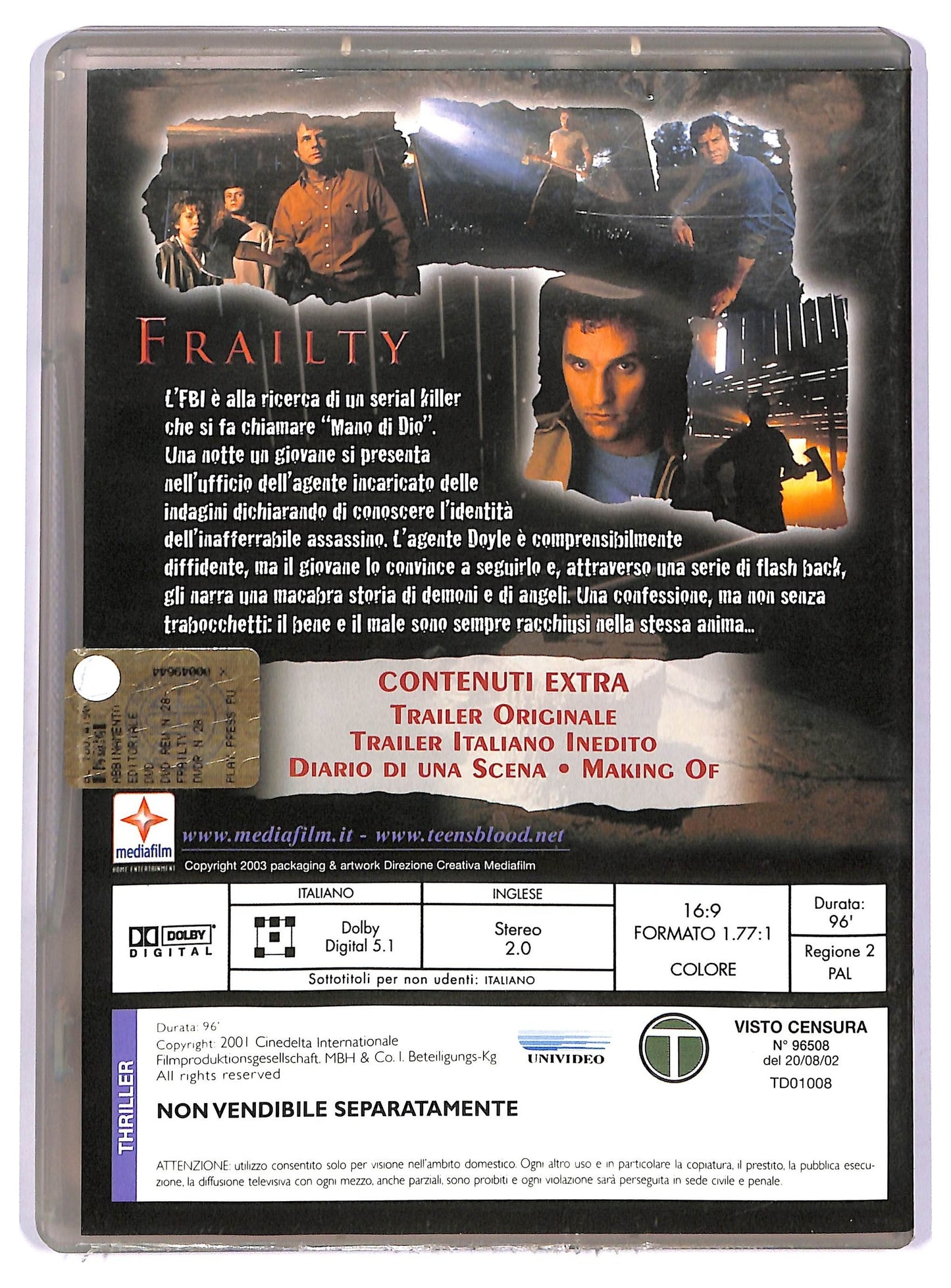 EBOND Frailty - Nessuno e al sicuro EDITORIALE DVD D740531