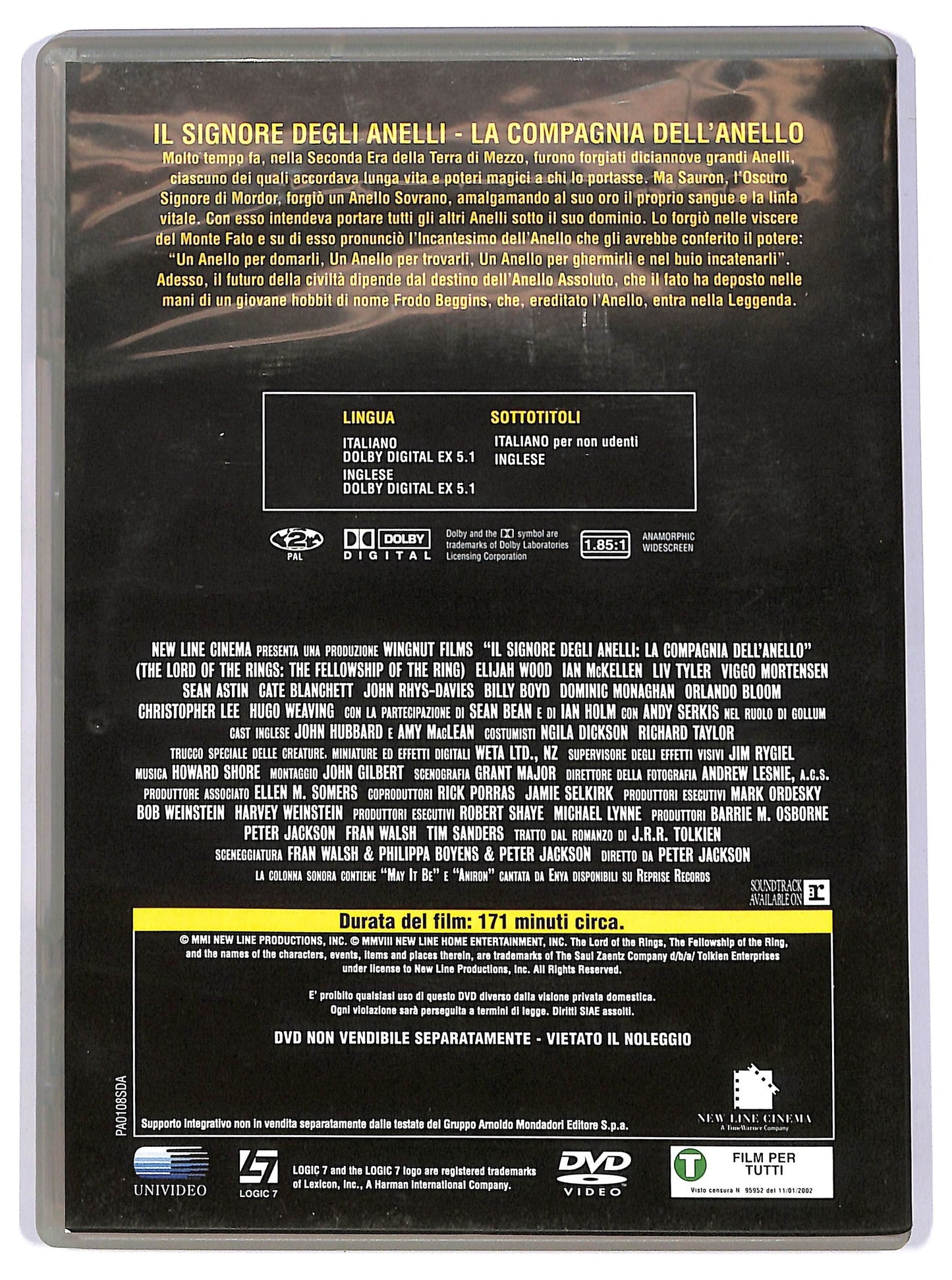 EBOND Il Signore degli Anelli - La Compagnia dell'Anello EDITORIALE DVD D743317