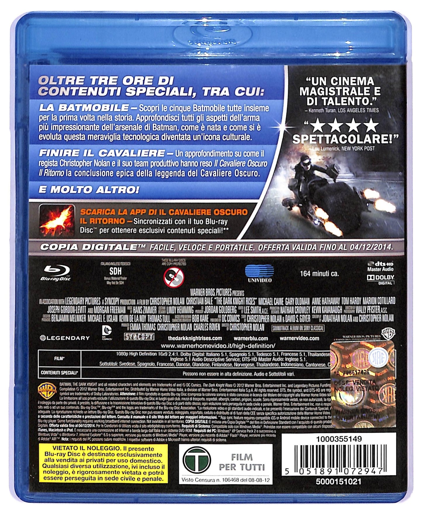 EBOND Il cavaliere oscuro - Il ritorno COPIA DIGITALE + 2 BLURAY D744013