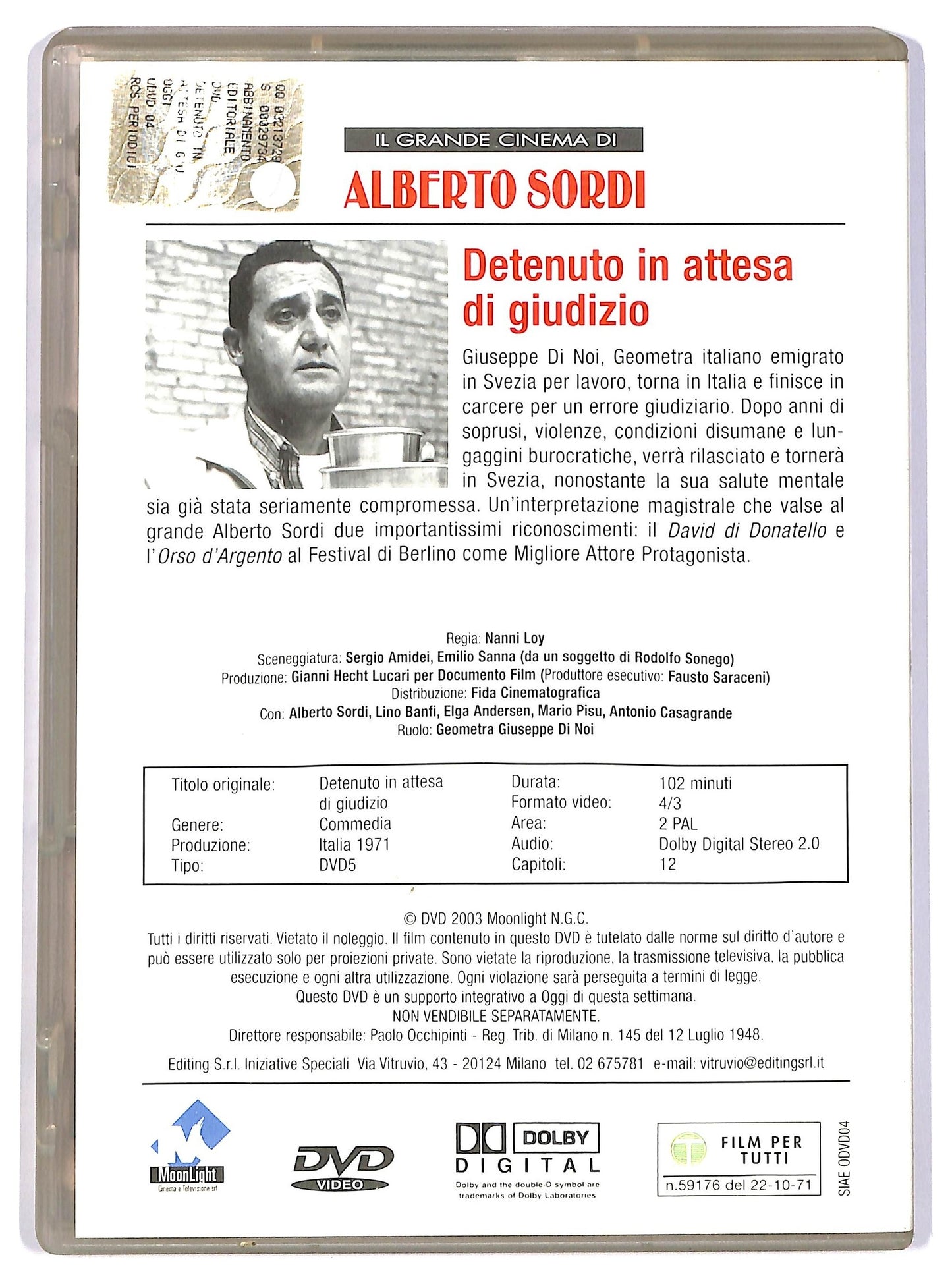 EBOND Detenuto In Attesa Di Giudizio DVD EDITORIALE D744579