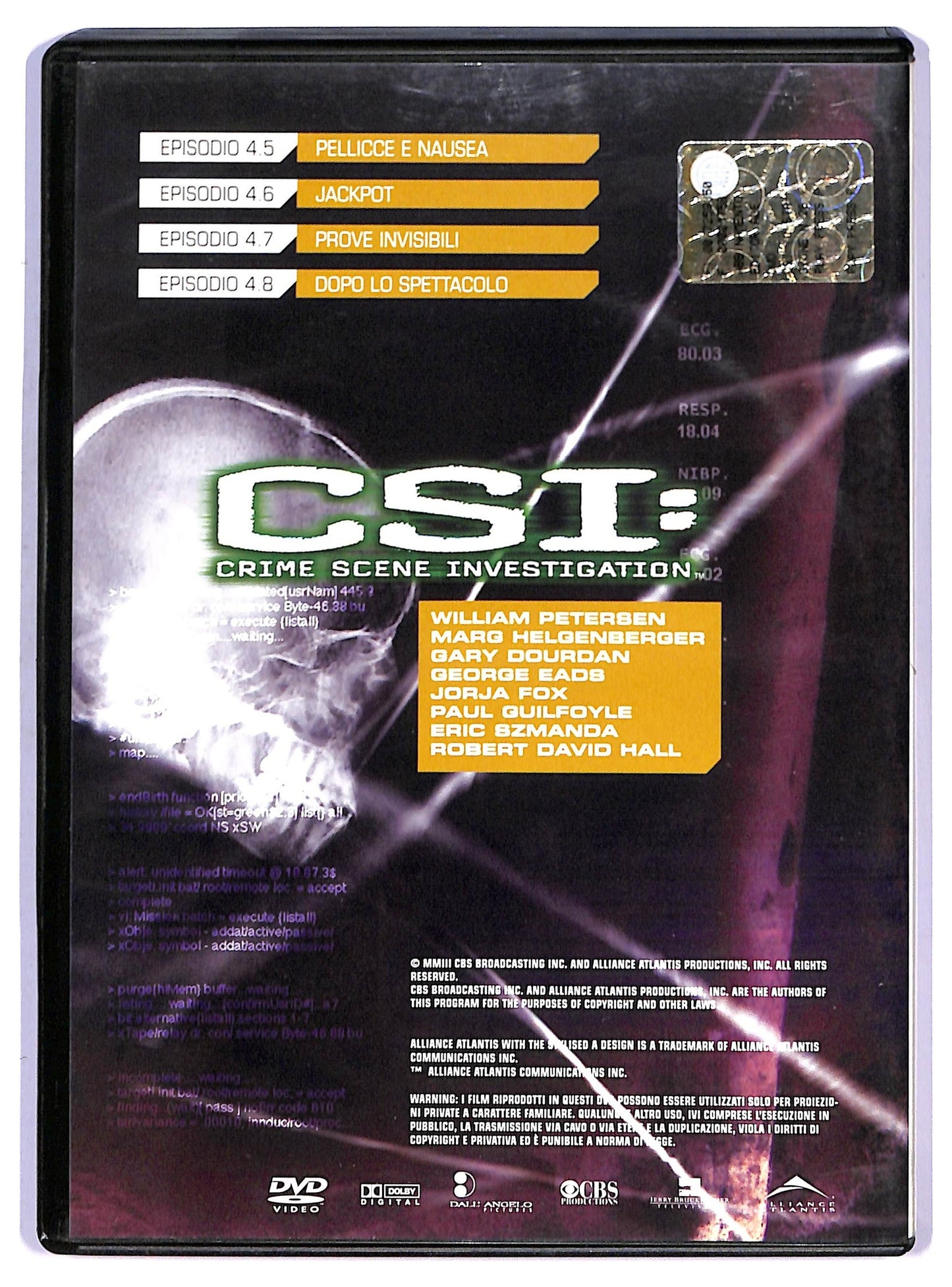 EBOND CSI: Crime Scene Investigation 4 Stagione Disco 2 Episodi 4,5 - 4.8 EDITORIALE DVD D747329