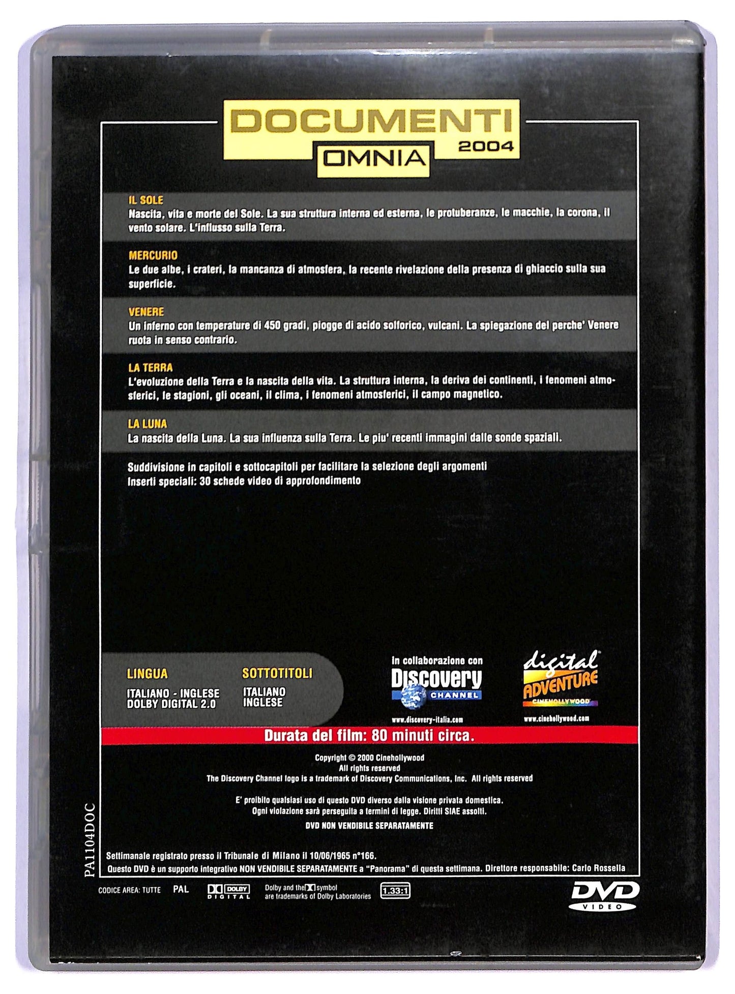 EBOND IL Sole e i Pianeti Interni - Documenti 2004 EDITORIALE DVD D747362