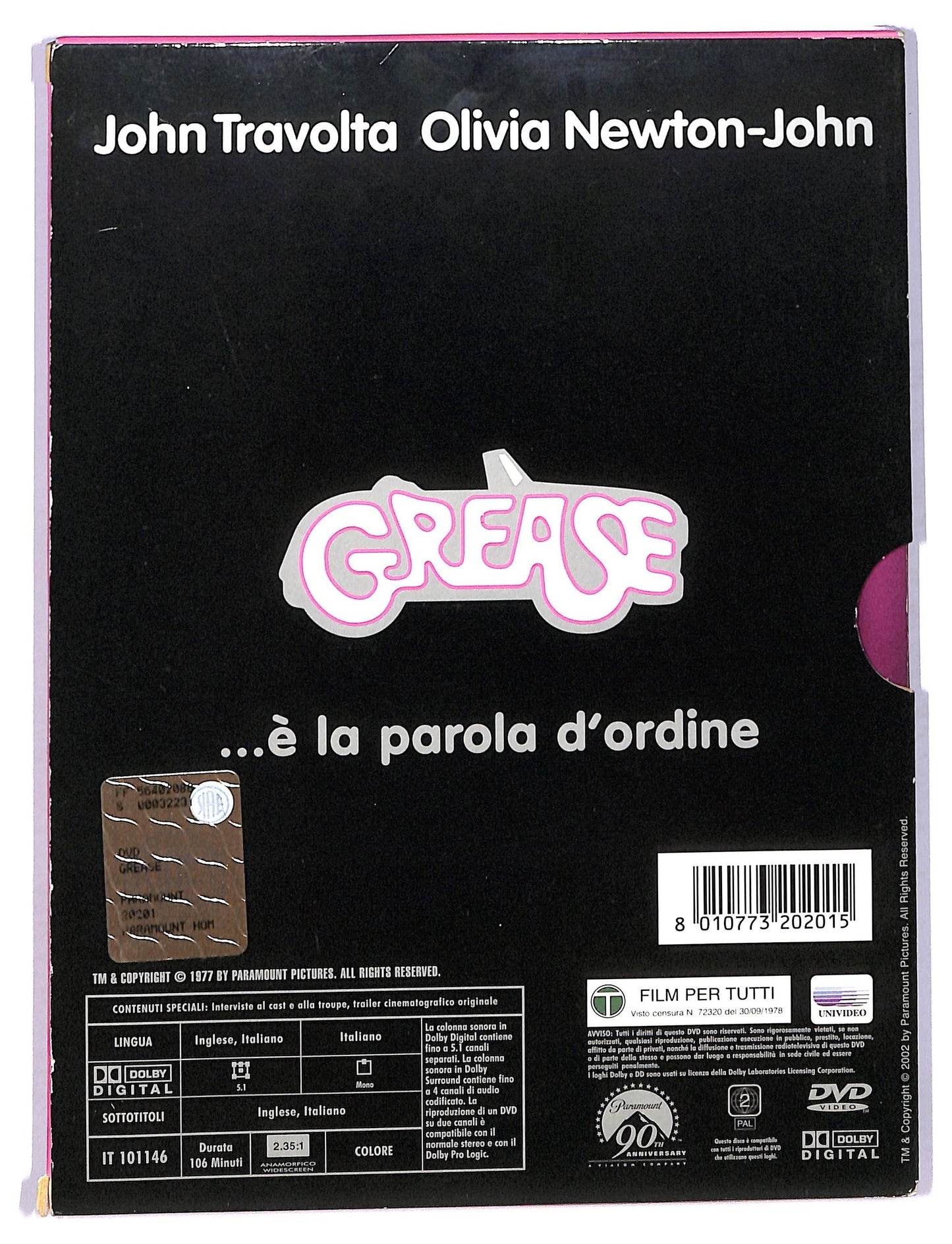 EBOND Grease slipcase DIGIPACK DVD SLIM D747758