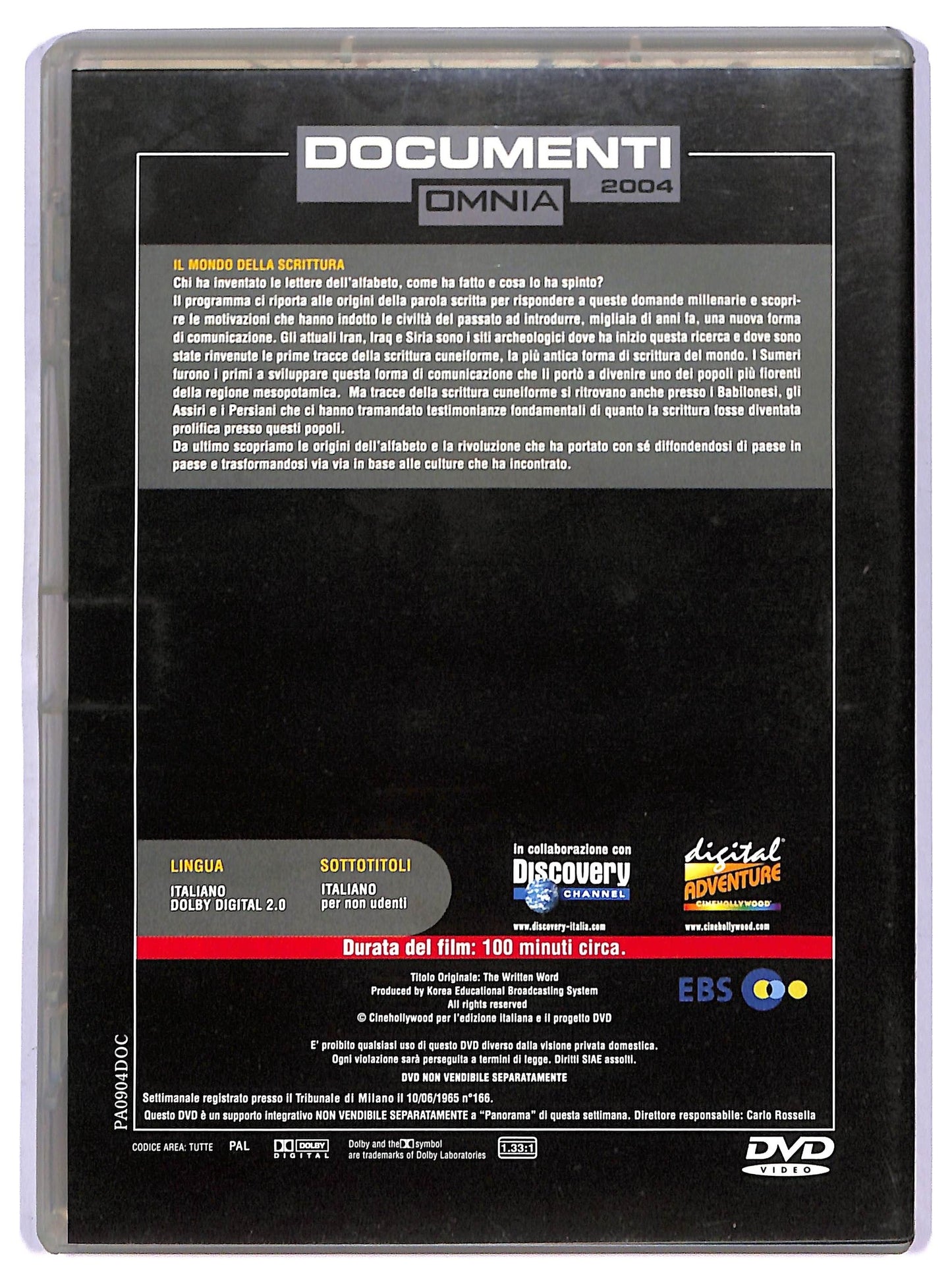 EBOND Documenti 2004 - IL Mondo Della Scrittura EDITORIALE DVD D749321