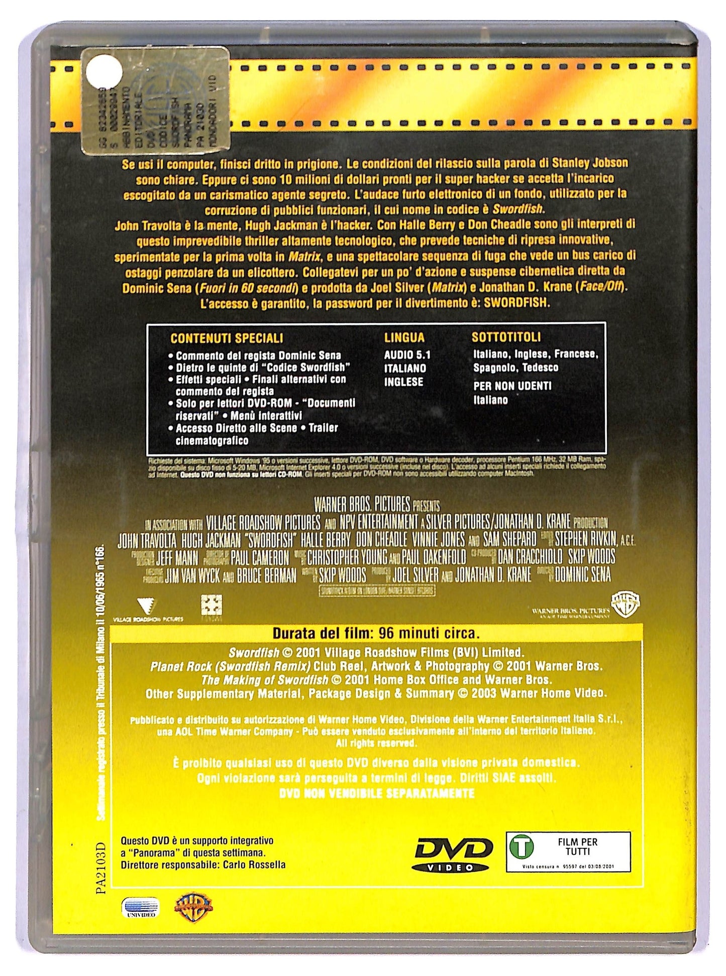 EBOND Codice: Swordfish EDITORIALE DVD D749760
