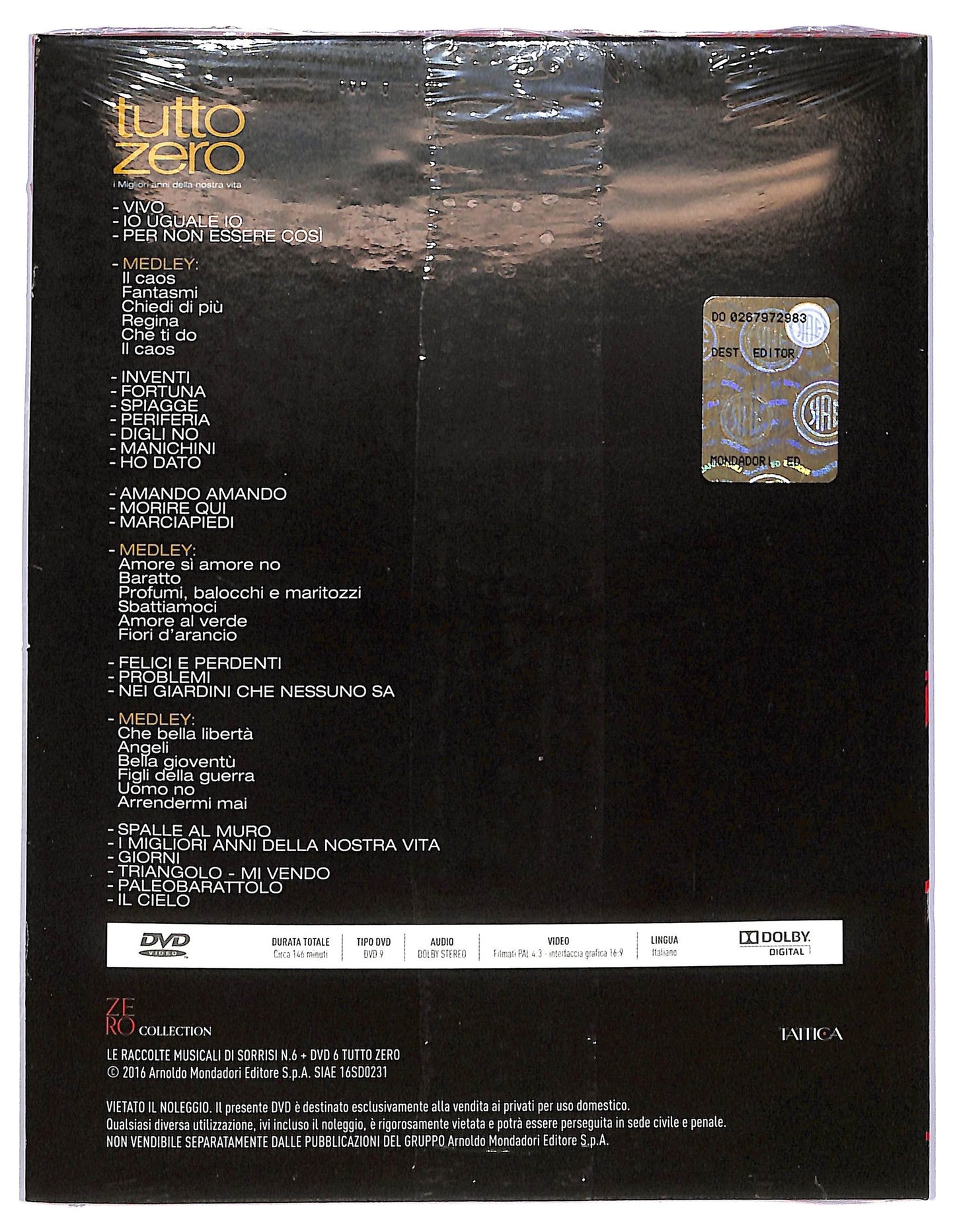EBOND Tutto Zero i Migliori Anni Della Nostra Vita Tour 96 Cofanetto EDITORIALE DVD D750167