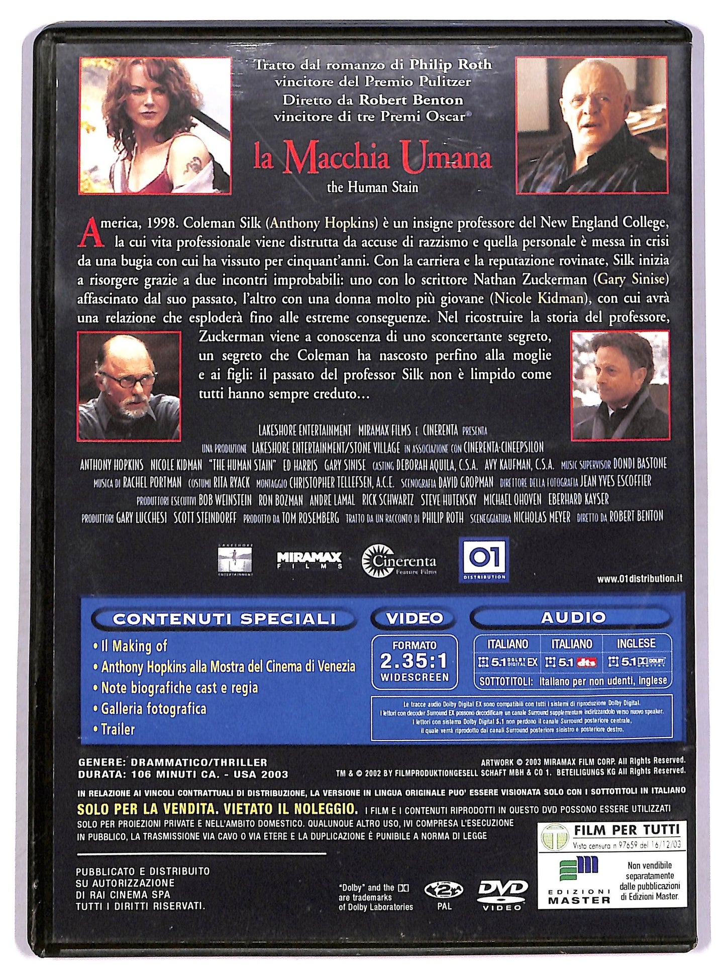EBOND La macchia umana EDITORIALE DVD D751749