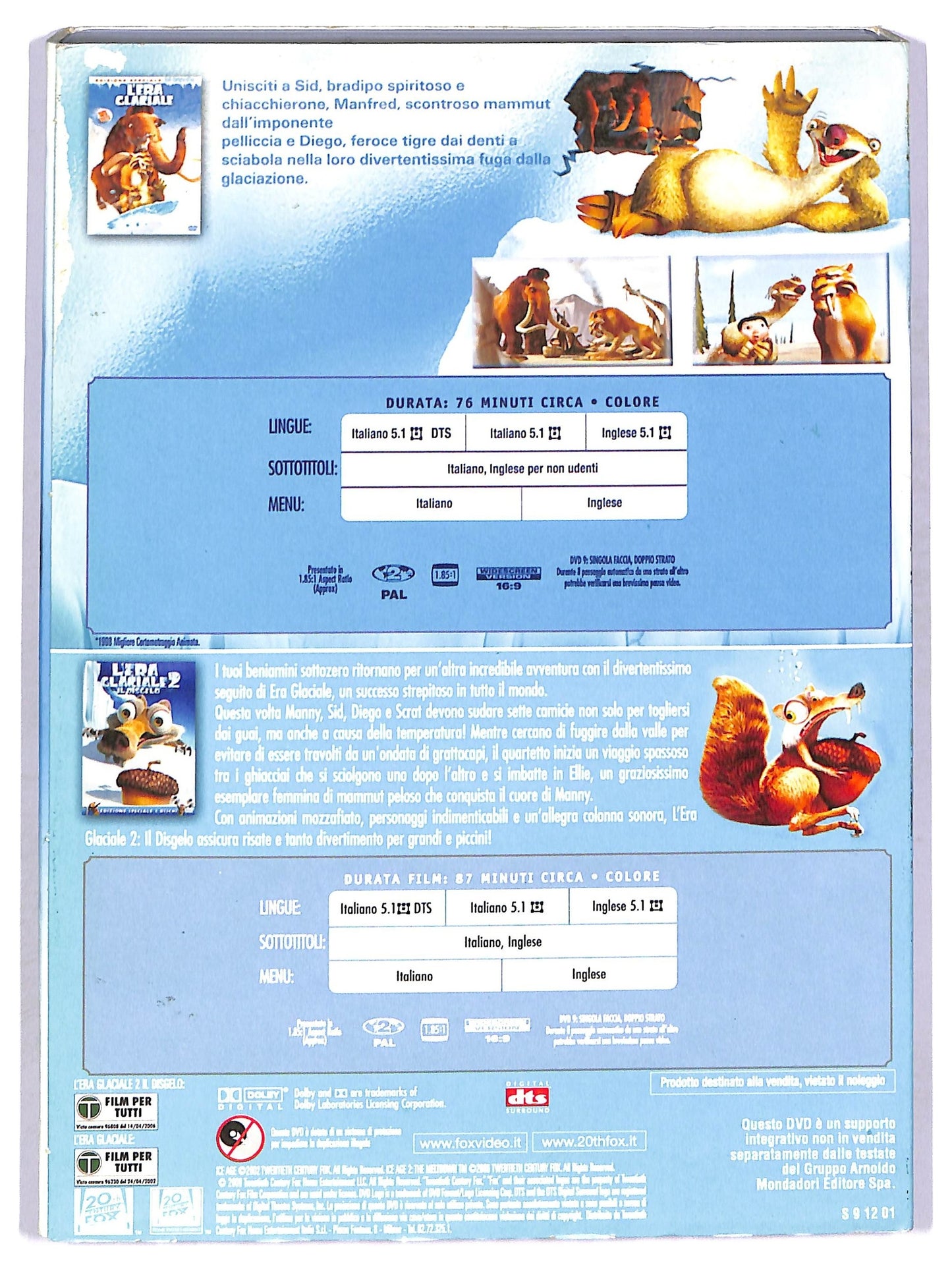 EBOND L'Era Glaciale 1 & 2 EDITORIALE DVD D752502
